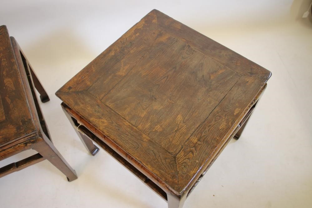 A PAIR OF CHINESE JAMU (ELM) URN STANDS of low square form Image