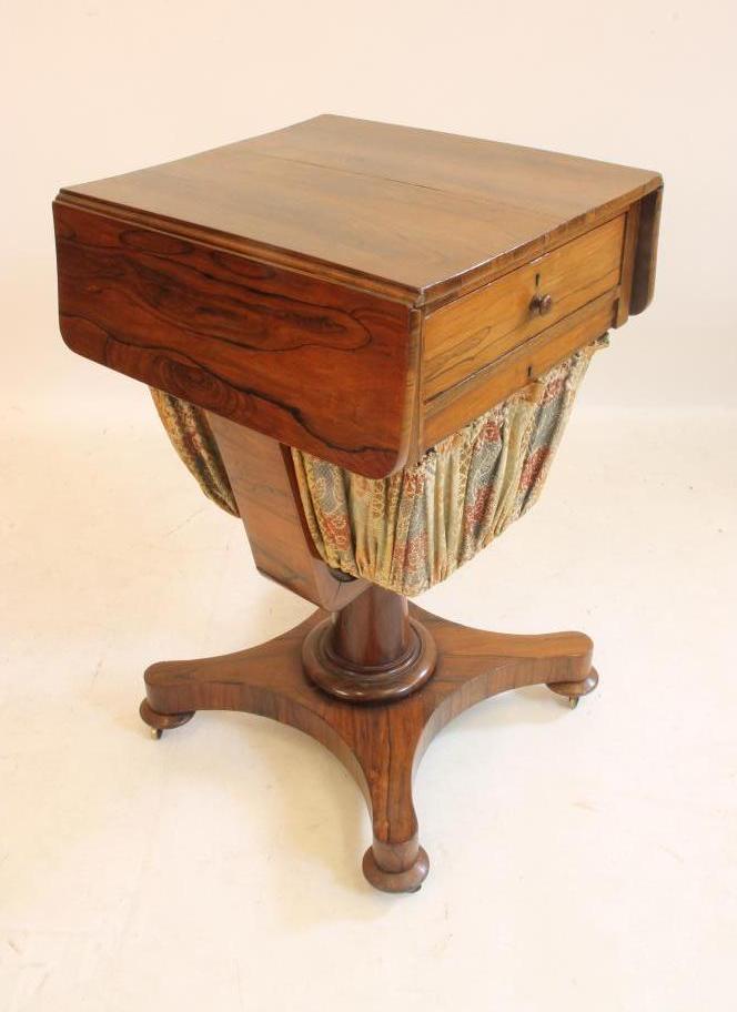 A VICTORIAN ROSEWOOD WORK TABLE Image