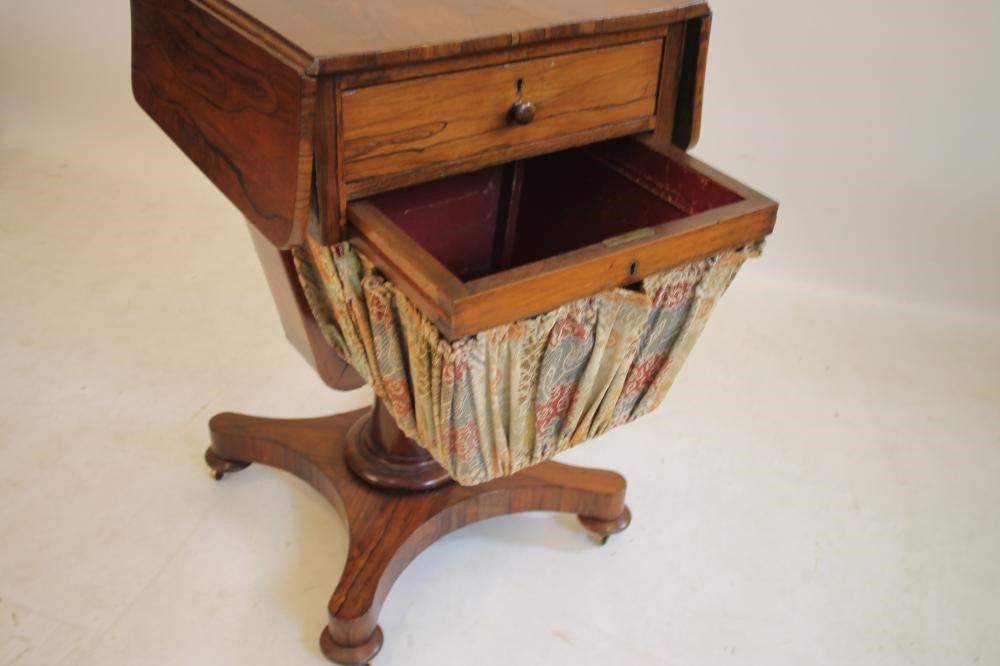 A VICTORIAN ROSEWOOD WORK TABLE Image