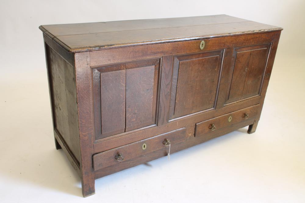 A GEORGIAN OAK PANELLED COFFER Image