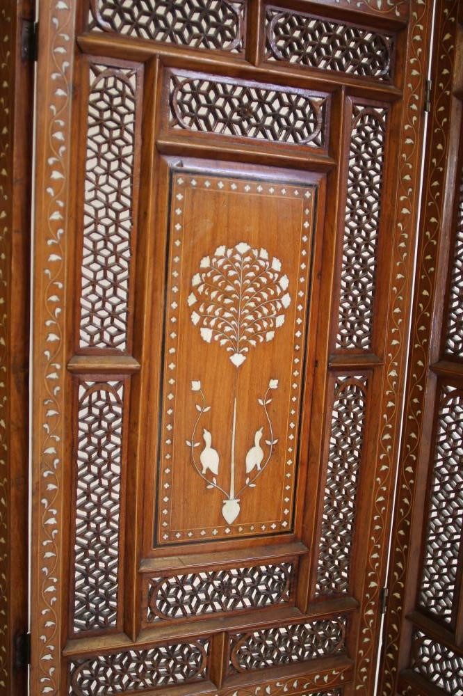 AN INDIAN HARDWOOD FOLDING ROOM SCREEN Image