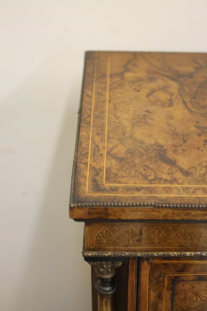 A VICTORIAN WALNUT EBONISED AND MARQUETRY CREDENZA of inverted breakfast form Image