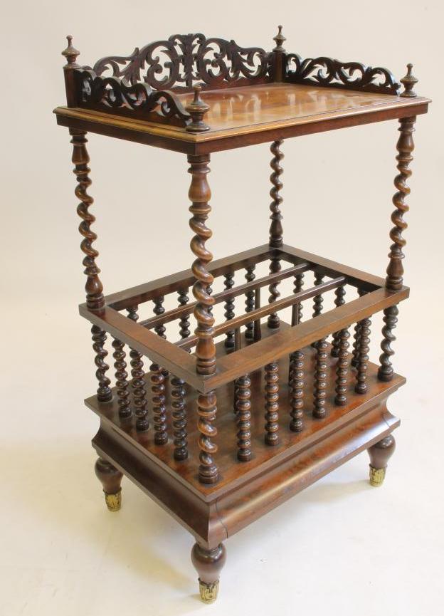 A VICTORIAN ROSEWOOD WHATNOT/CANTERBURY of oblong form Image