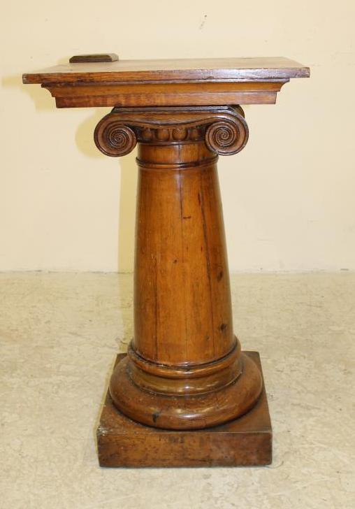 AN OAK MASONIC PEDESTAL similar to the previous lot with Ionic column support Image