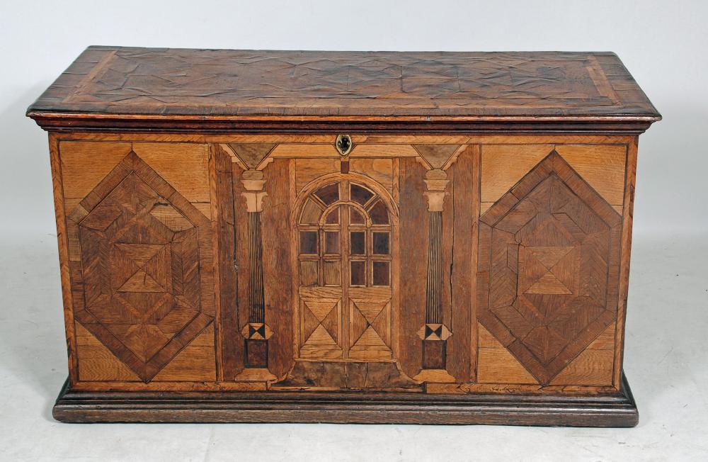 AN OAK AND PARQUETRY "NONSUCH" TYPE CHEST Image