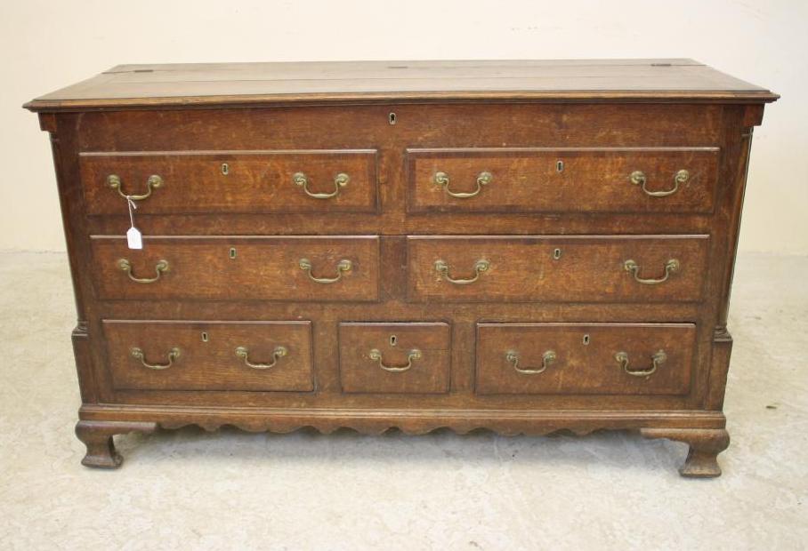 A GEORGE III OAK AND MAHOGANY BANDED LANCASHIRE DRESSER Image