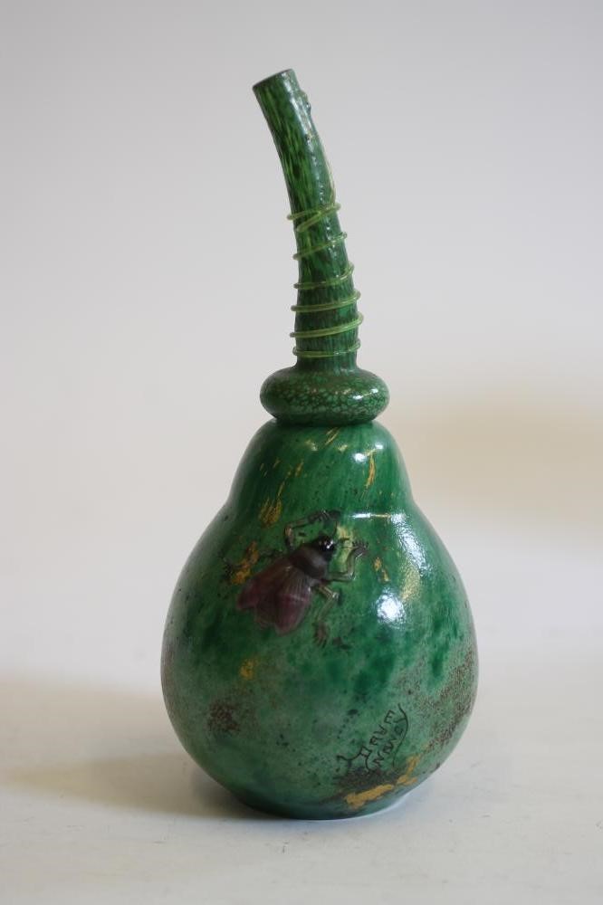 A DAUM MARQUETERIE-DE-VERRE GLASS SCENT BOTTLE AND STOPPER Image