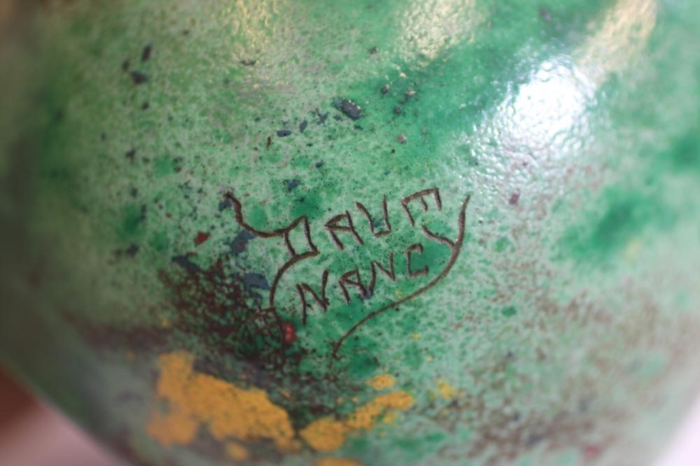 A DAUM MARQUETERIE-DE-VERRE GLASS SCENT BOTTLE AND STOPPER Image