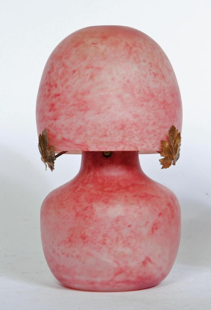A DAUM PINK MOTTLED GLASS ELECTRIC TABLE LAMP Image