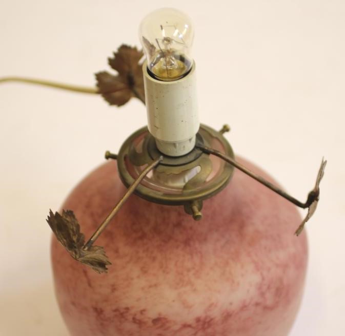 A DAUM PINK MOTTLED GLASS ELECTRIC TABLE LAMP Image