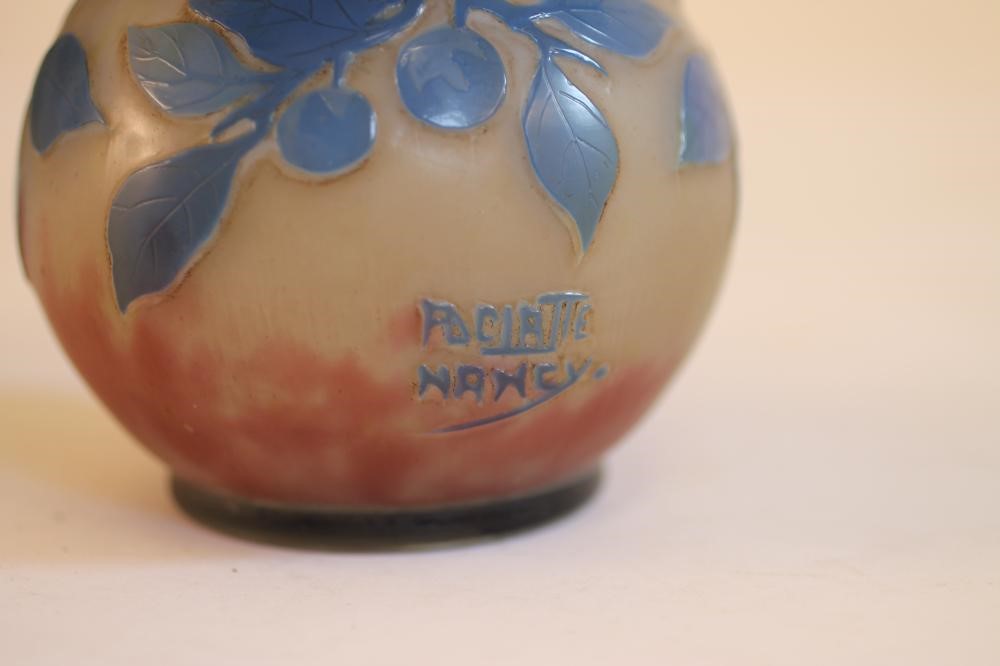 A DELATTE CAMEO GLASS ELECTRIC LAMP Image