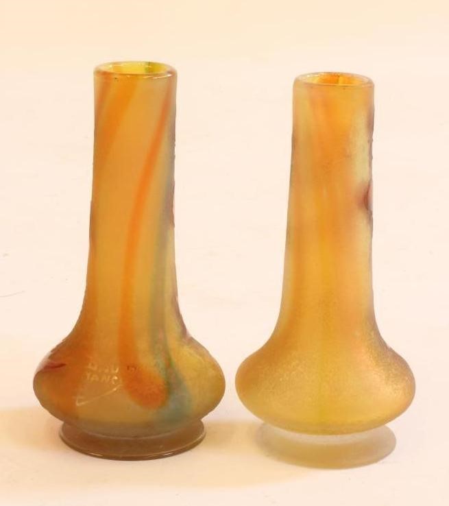 A MATCHED PAIR OF SMALL DAUM CAMEO GLASS VASES Image