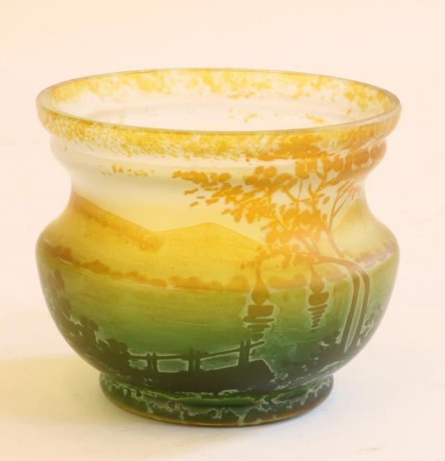 A FRENCH PATE DE VERRE GLASS VASE Image