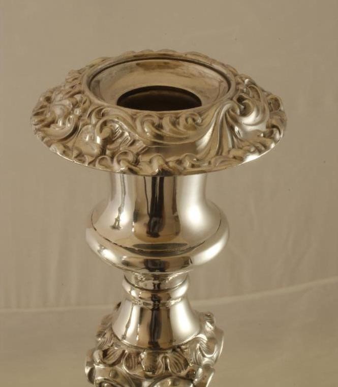 A PAIR OF OLD SHEFFIELD PLATE CANDLESTICKS Image