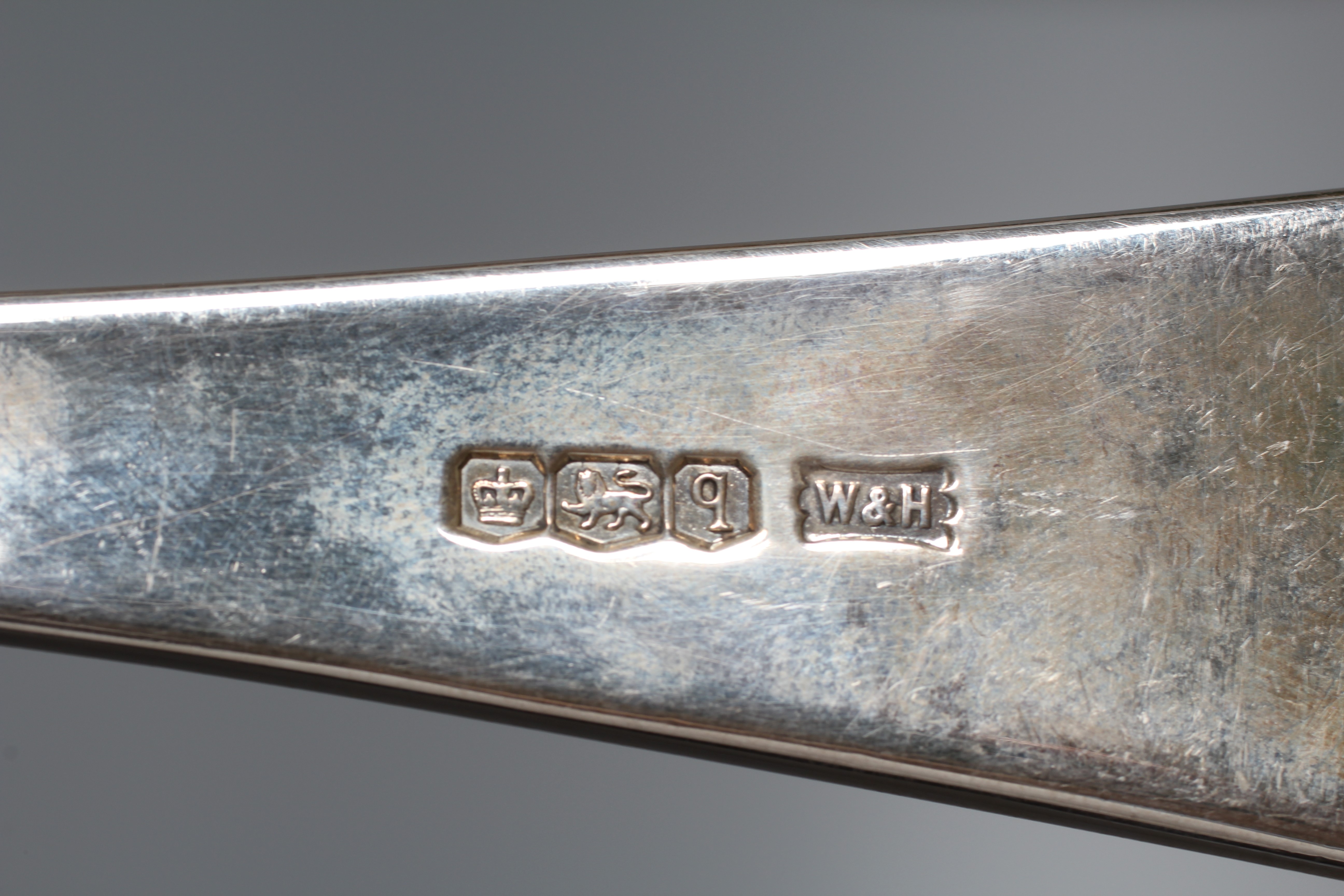 A GEORGE V CHIPPENDALE PATTERN SOUP LADLE by Walker & Hall, Sheffield 1933, 11" wide, 6ozs 10dwts Image
