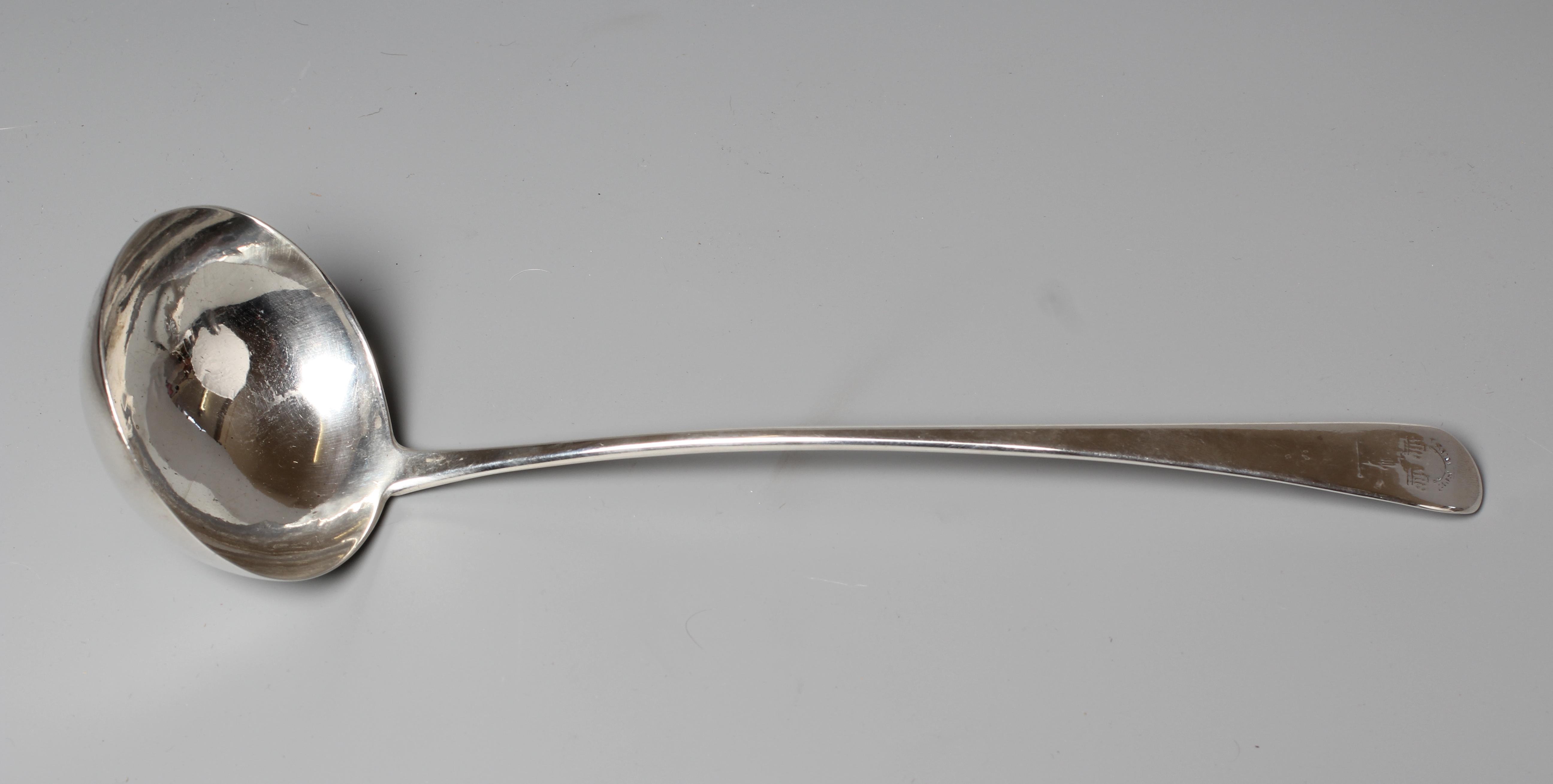 A LATE GEORGE III OLD ENGLISH PATTERN SOUP LADLE by Williams Eley & Fearn, London 1798, engraved Image