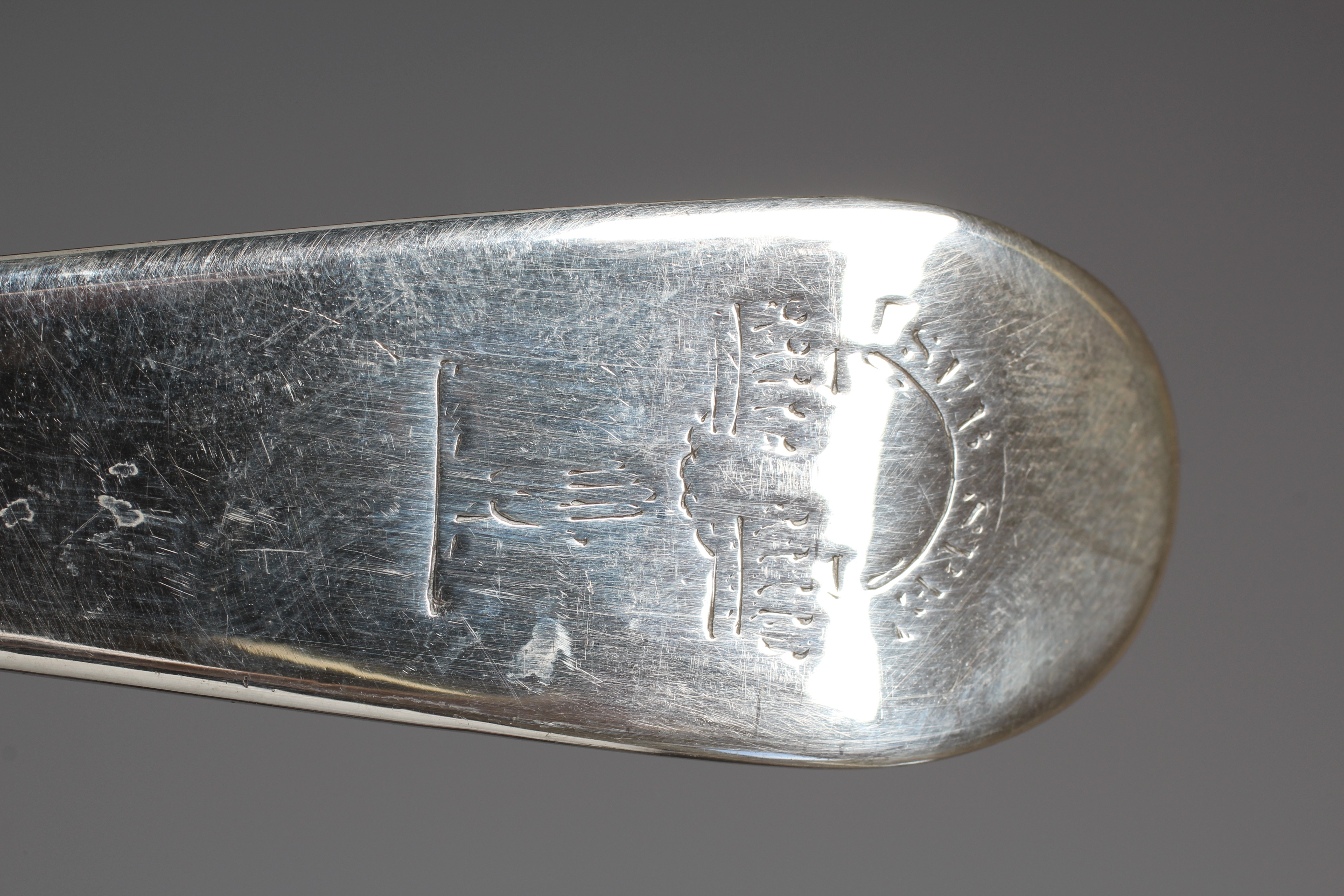 A LATE GEORGE III OLD ENGLISH PATTERN SOUP LADLE by Williams Eley & Fearn, London 1798, engraved Image