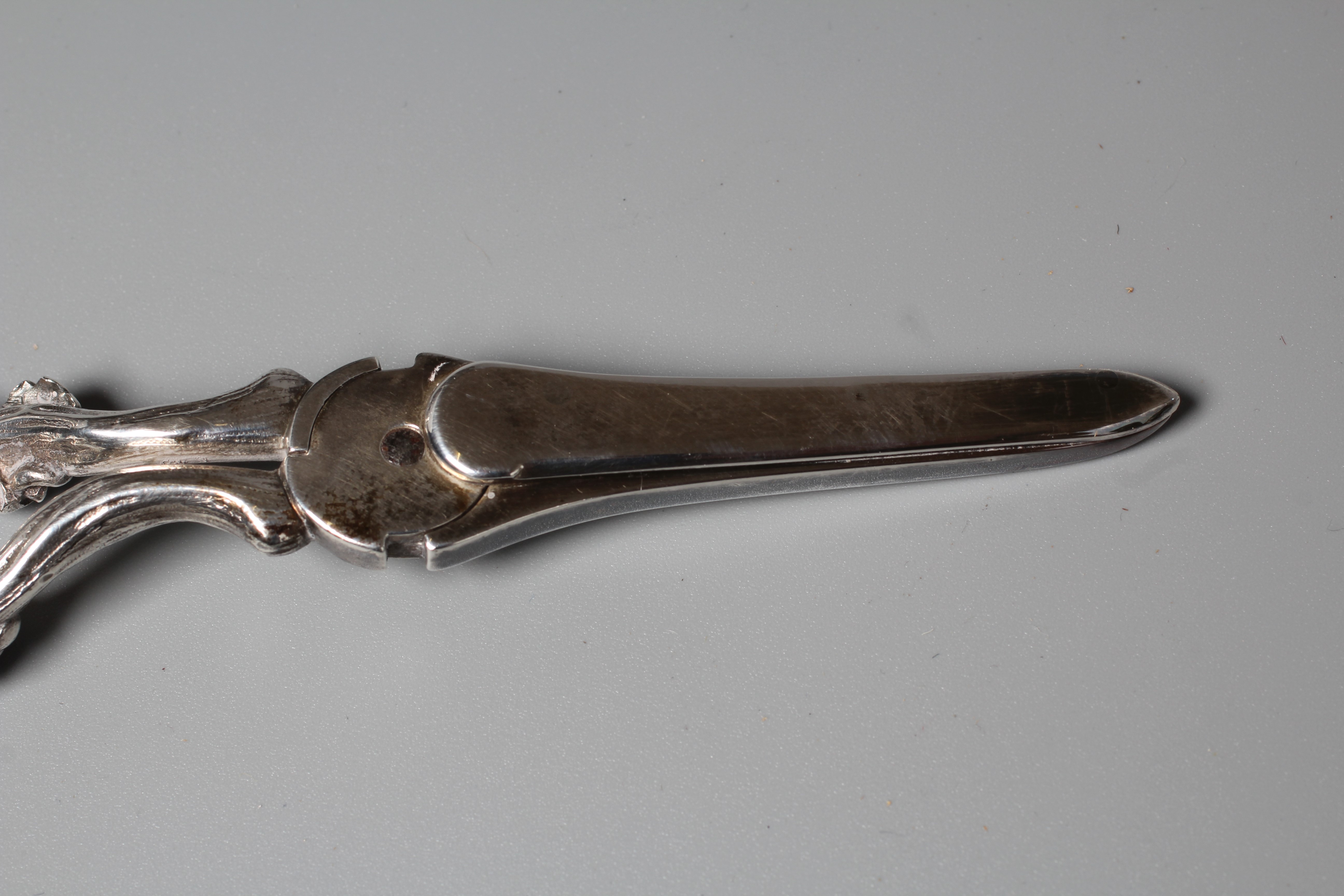 A PAIR OF WILLIAM IV GRAPE SCISSORS by William Theobalds, with cast fruiting vine handles and Image