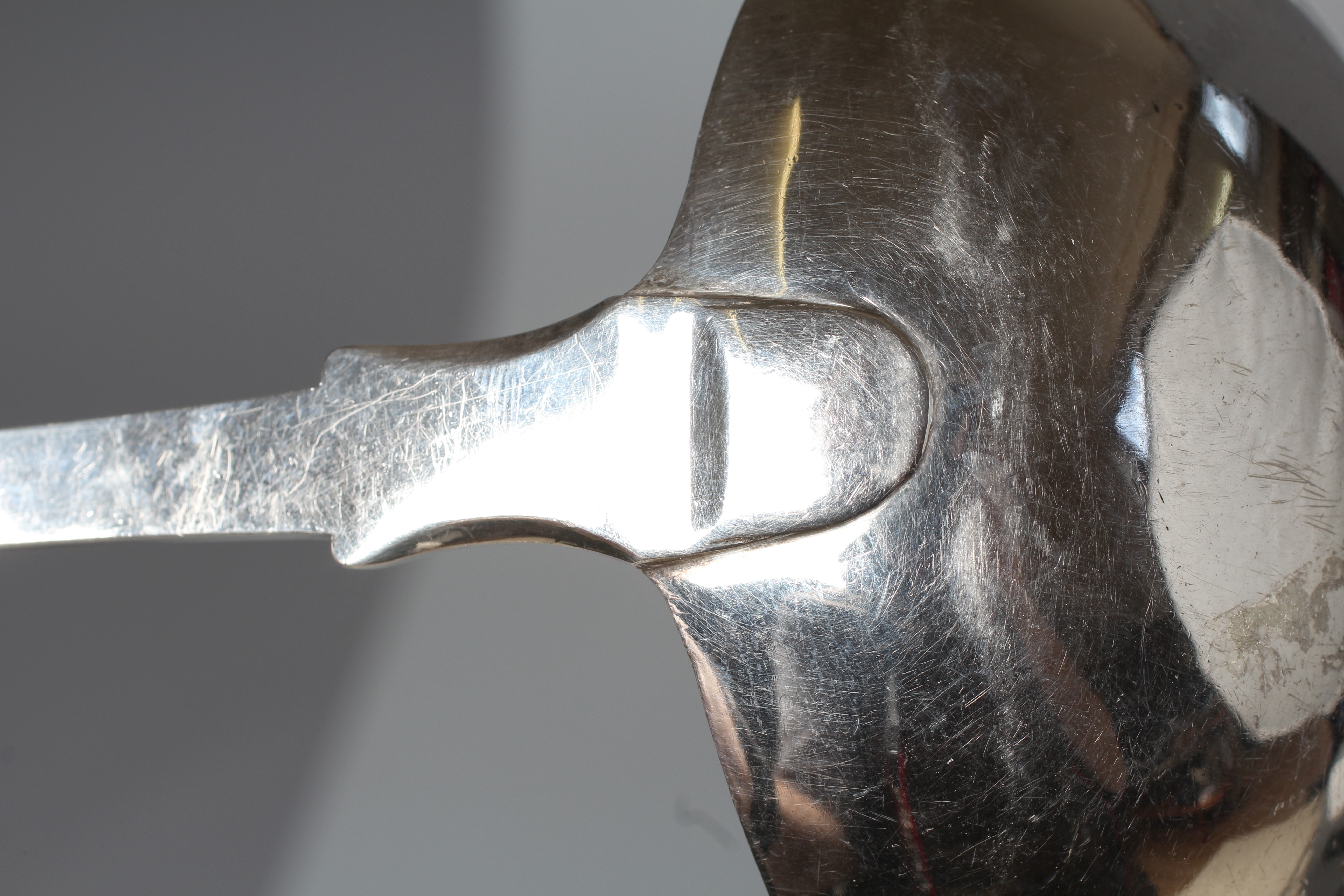 AN EARLY VICTORIAN FIDDLE PATTERN SOUP LADLE by Hayne & Cater, London 1847, 12" long, 8ozs 18dwts Image