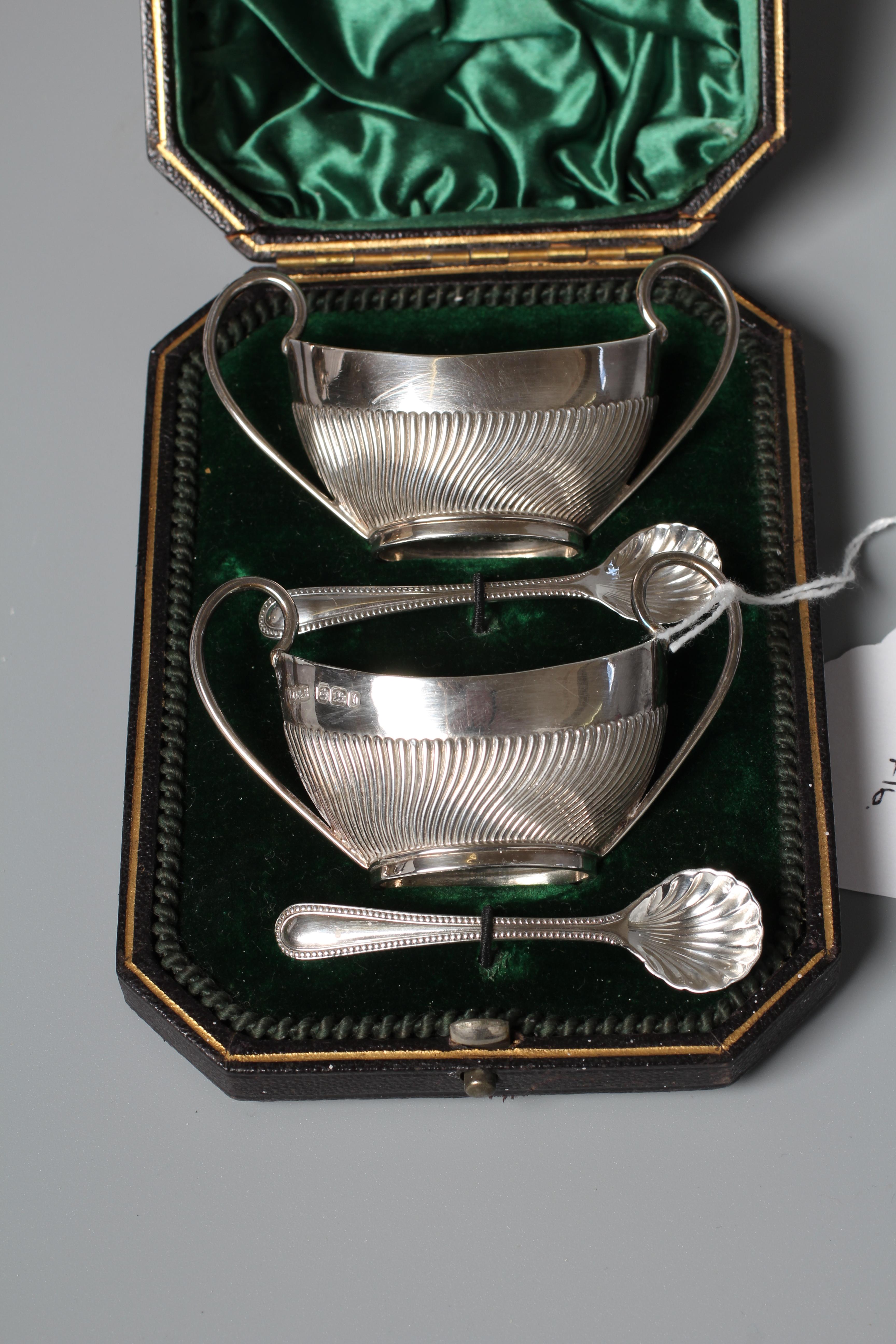 A PAIR OF LATE VICTORIAN SALTS by James Dixon & Sons Ltd. Image