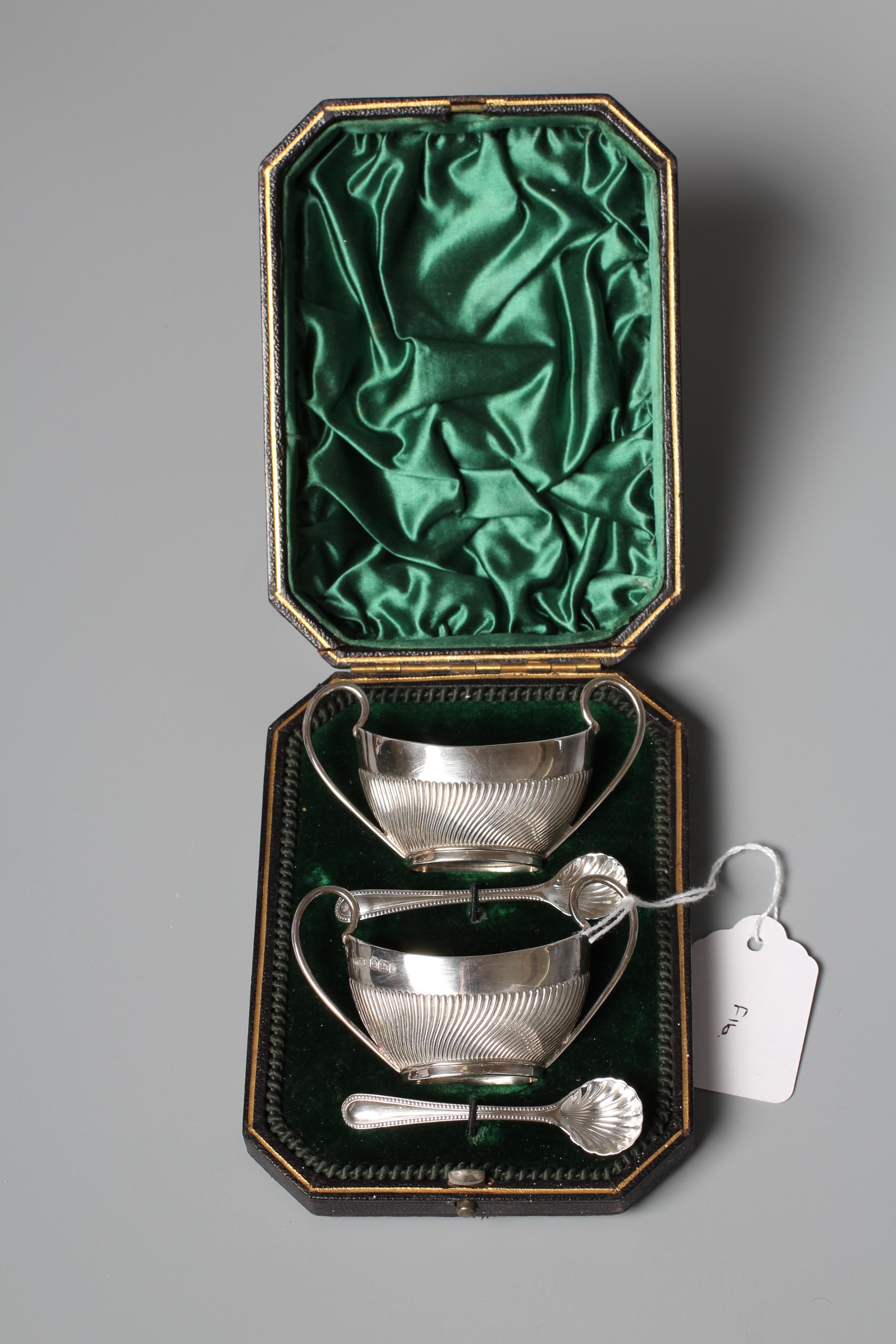 A PAIR OF LATE VICTORIAN SALTS by James Dixon & Sons Ltd. Image