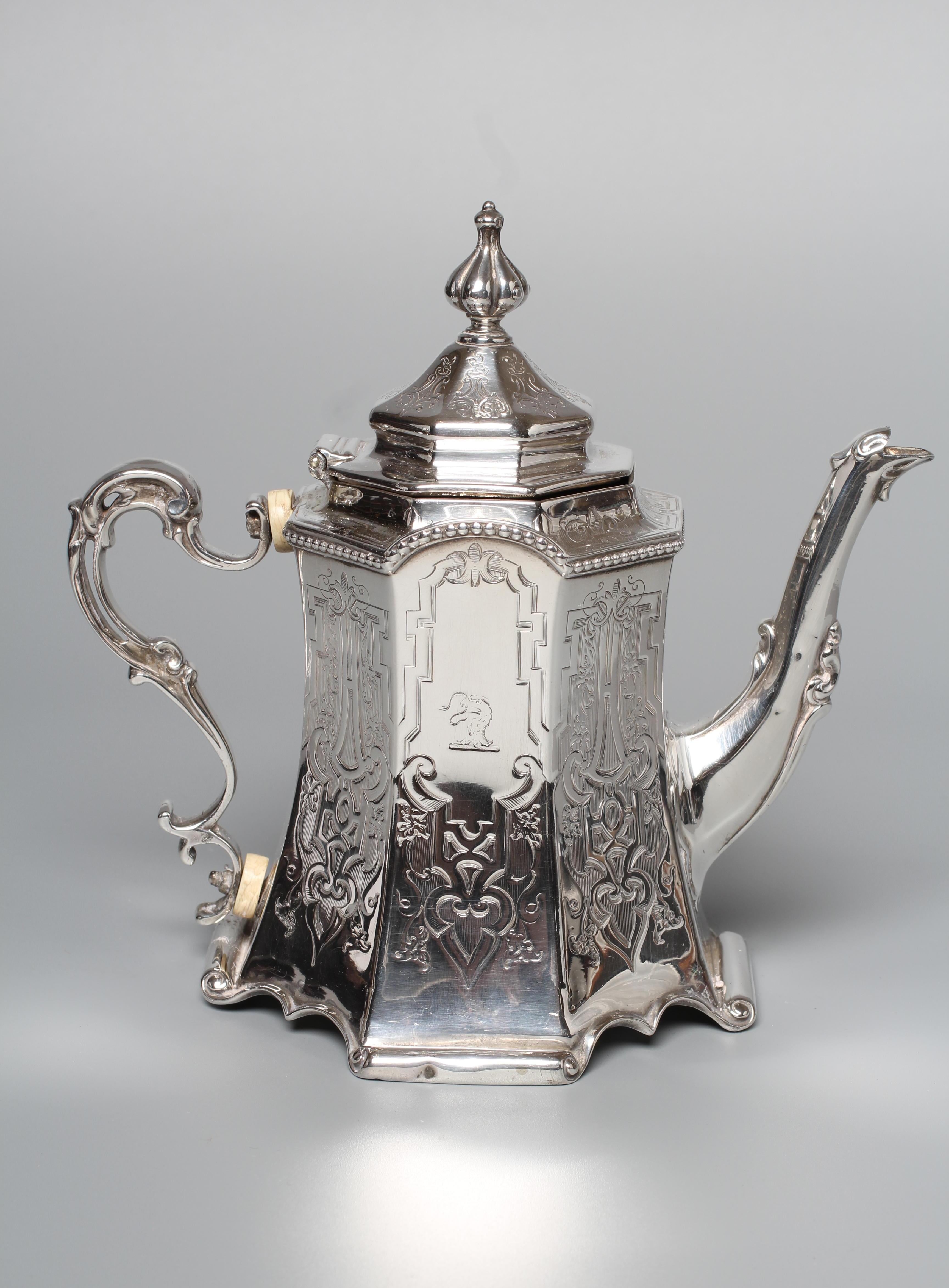 AN EARLY VICTORIAN GOTHIC REVIVAL TEAPOT by Joseph Angell I & II Image
