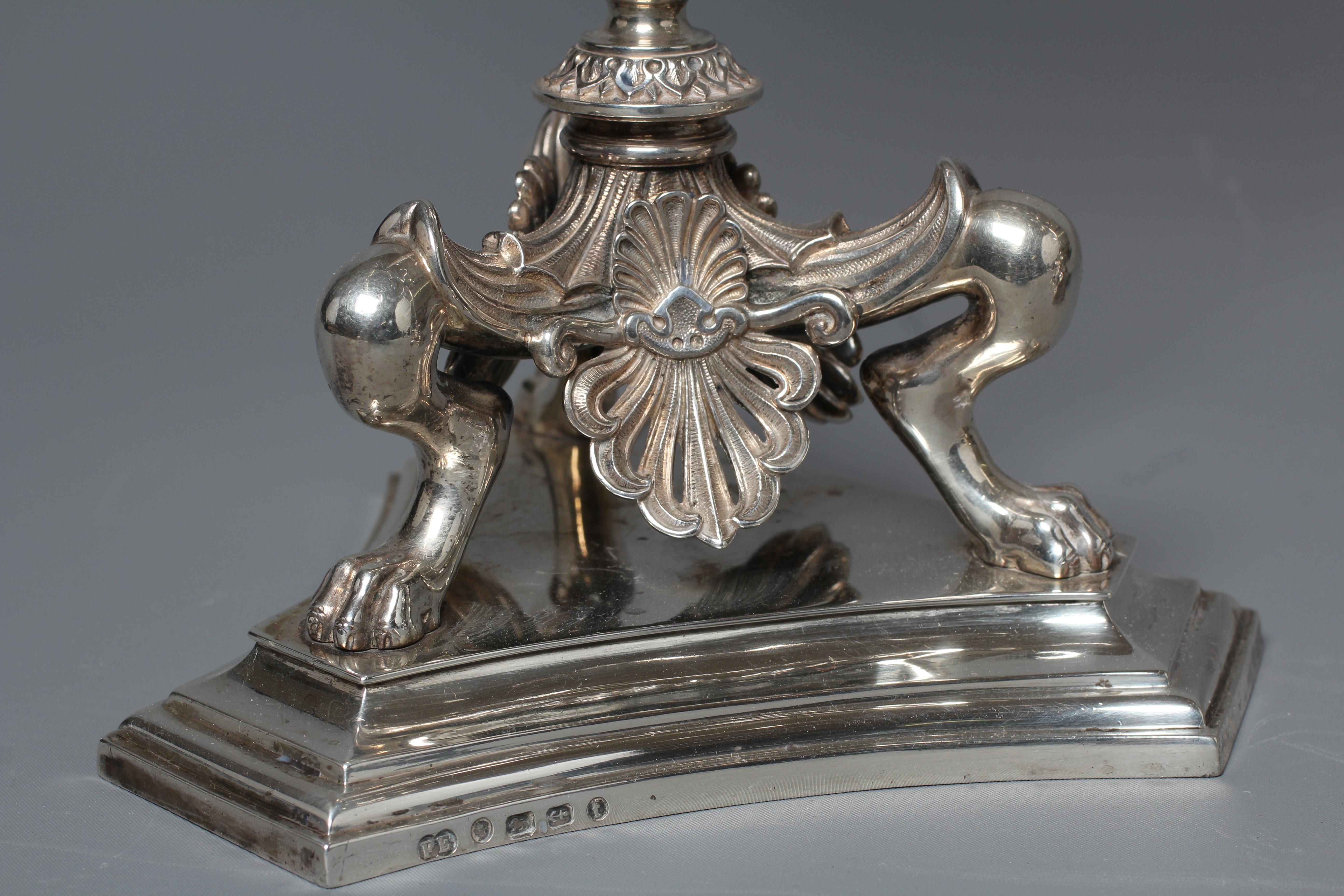 A PAIR OF VICTORIAN FOUR BRANCH FIVE LIGHT CANDELABRA by Frederick Elkington Image