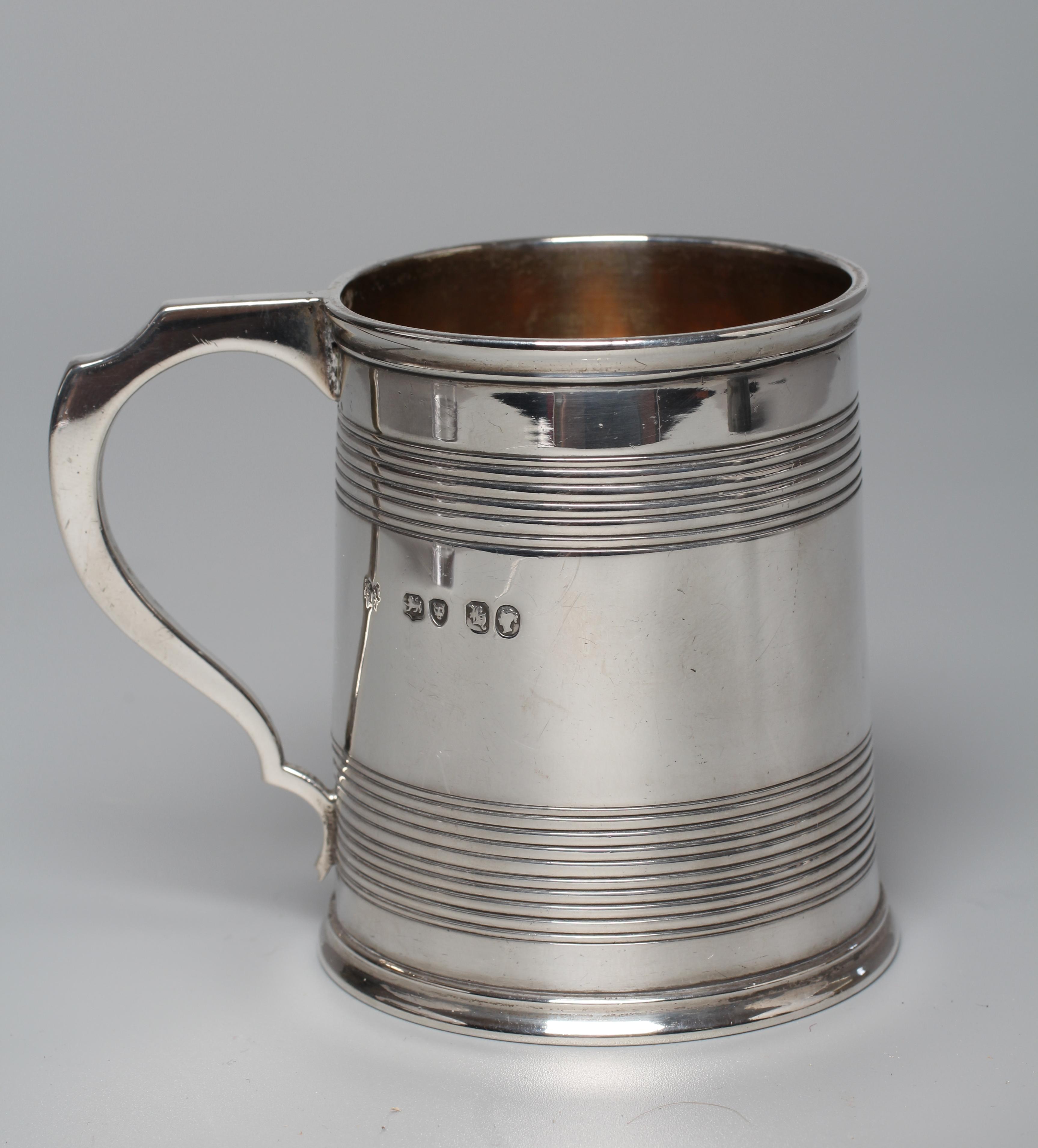 AN EARLY VICTORIAN CHRISTENING MUG by The Barnards, London 1843, of tapering cylindrical form with Image