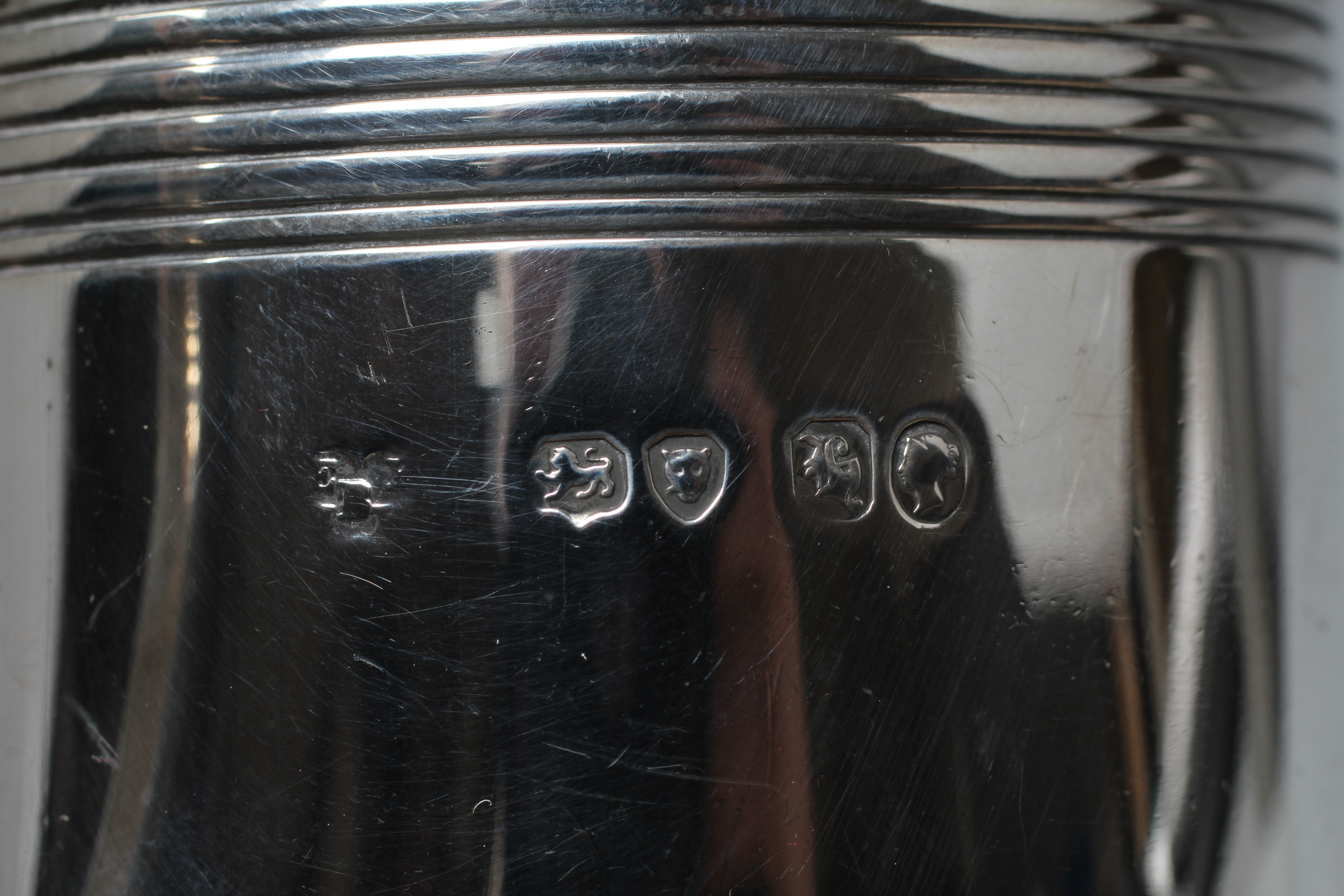 AN EARLY VICTORIAN CHRISTENING MUG by The Barnards, London 1843, of tapering cylindrical form with Image