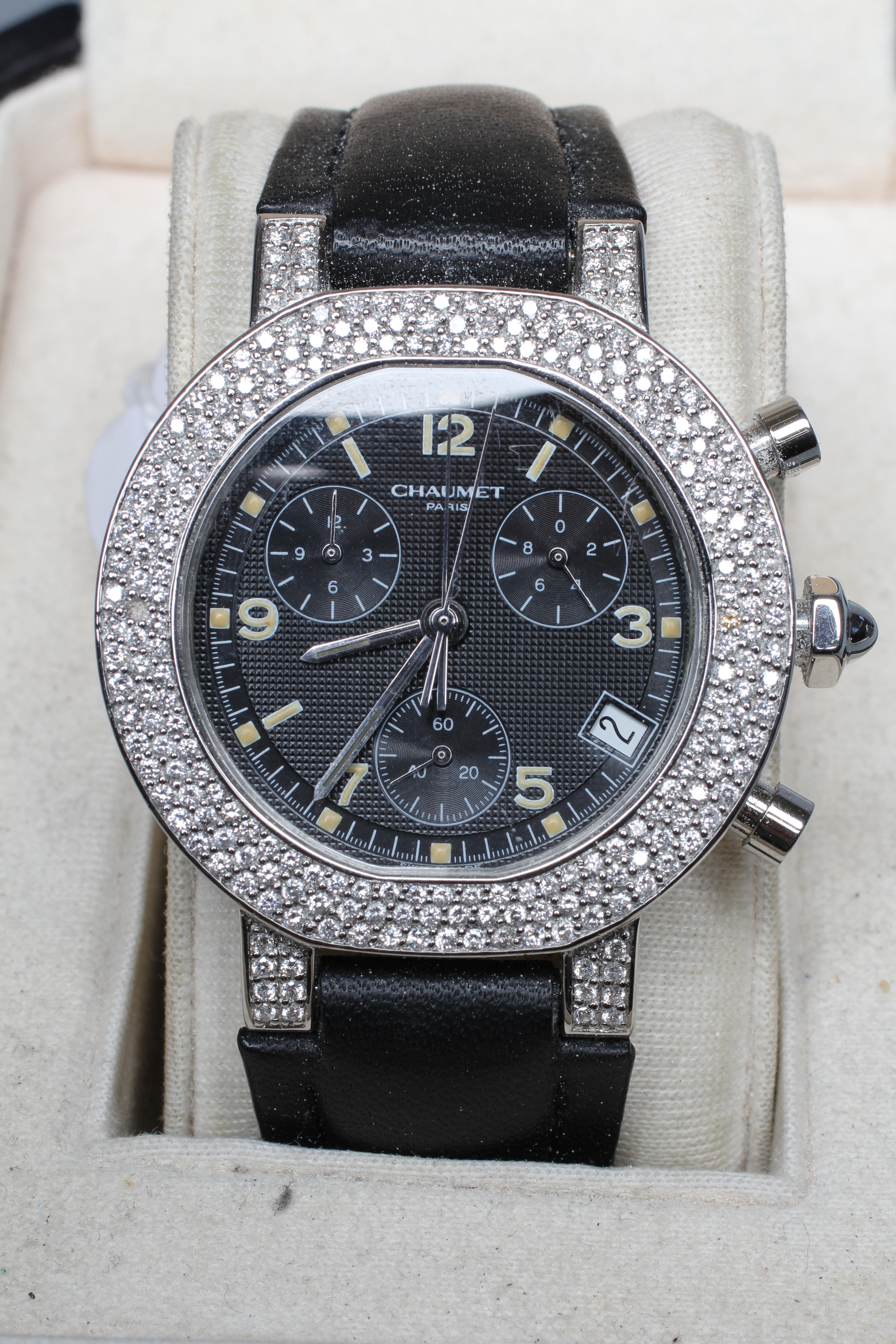 A LADY'S CHAUMET DIAMOND SET CLASS ONE STAINLESS CHRONOGRAPH WRISTWATCH Image