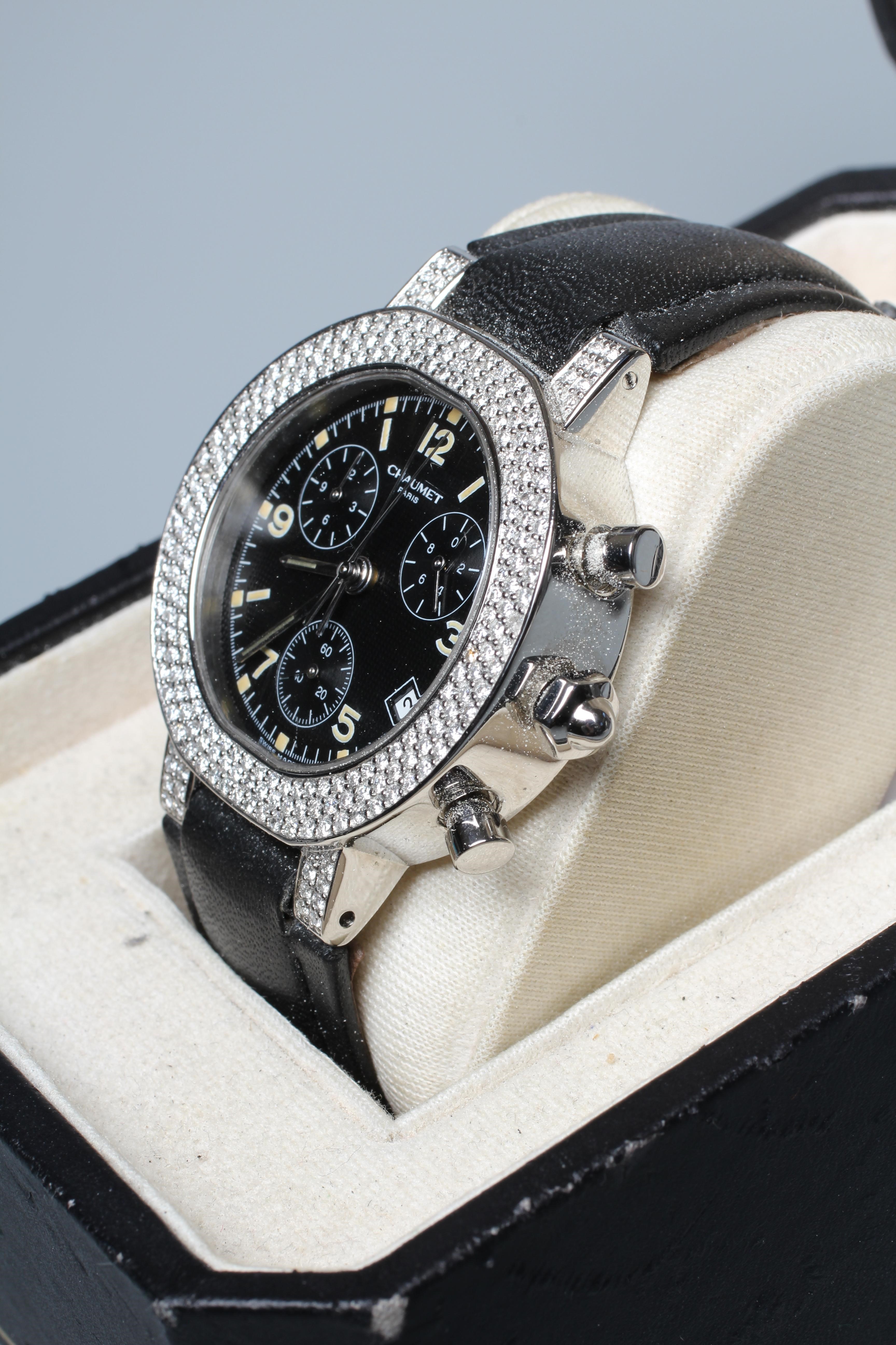 A LADY'S CHAUMET DIAMOND SET CLASS ONE STAINLESS CHRONOGRAPH WRISTWATCH Image