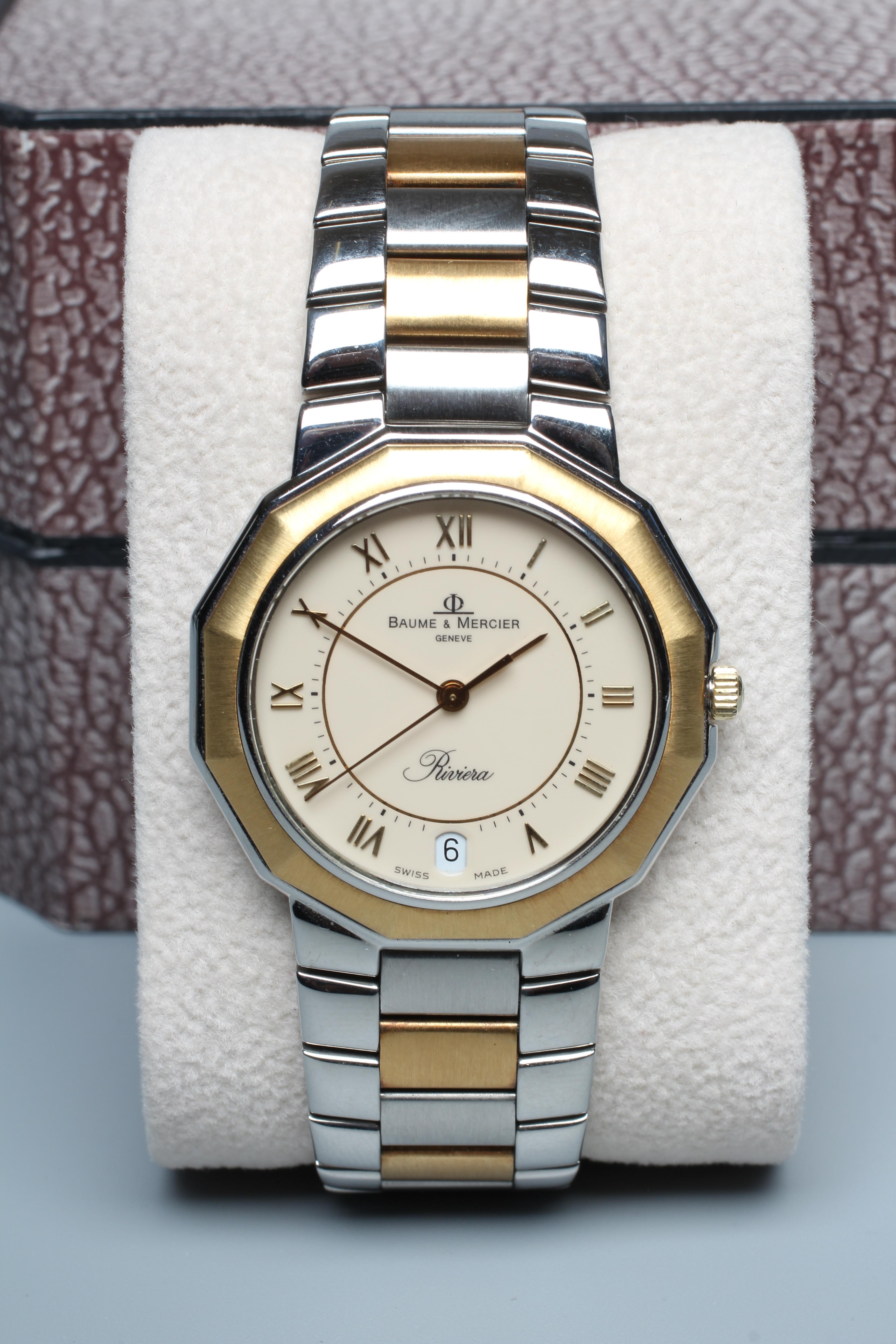 A GENTLEMAN'S BAUME & MERCIER STAINLESS RIVIERA WRISTWATCH Image