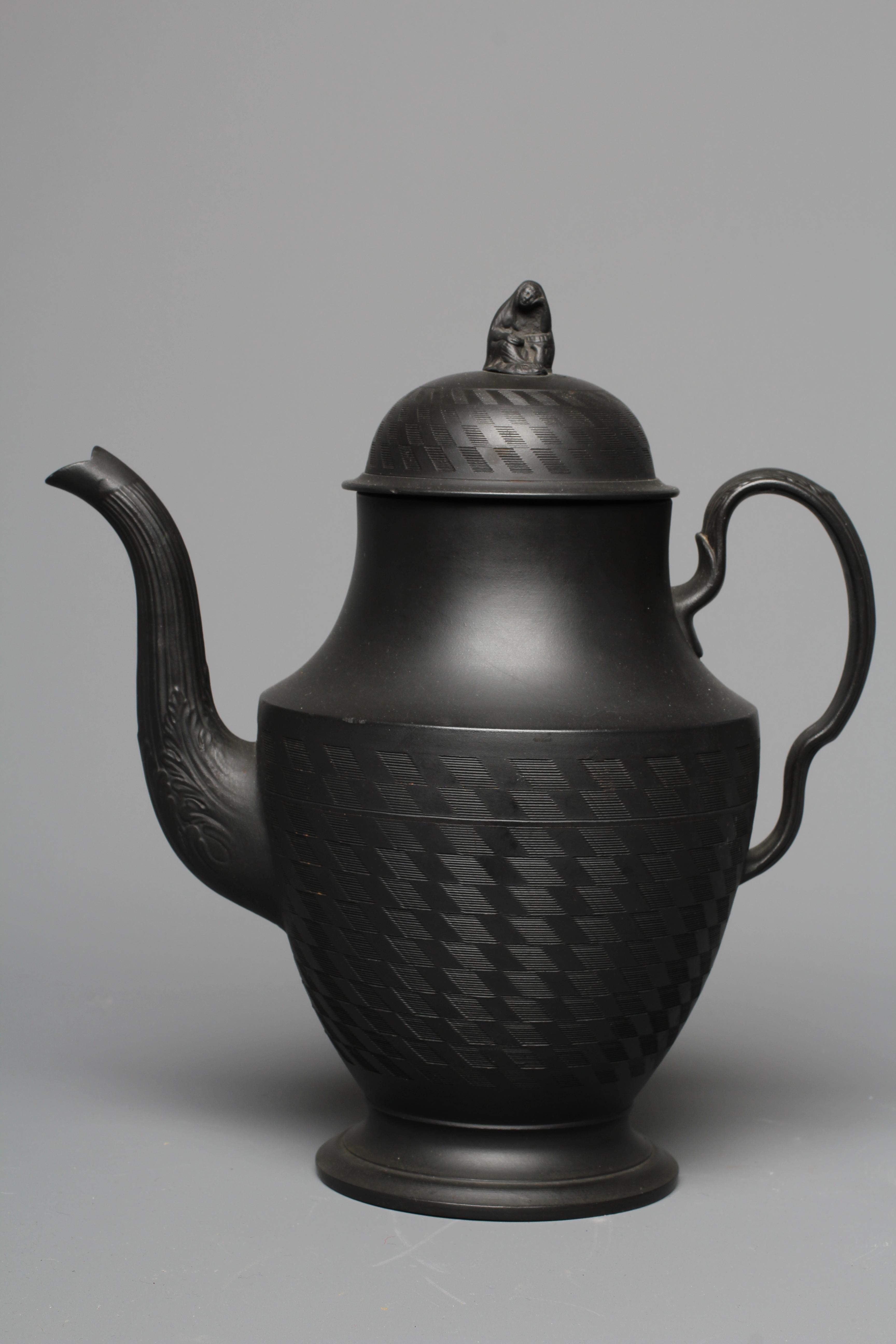 A TURNER BLACK BASALT URN COFFEE POT AND COVER Image