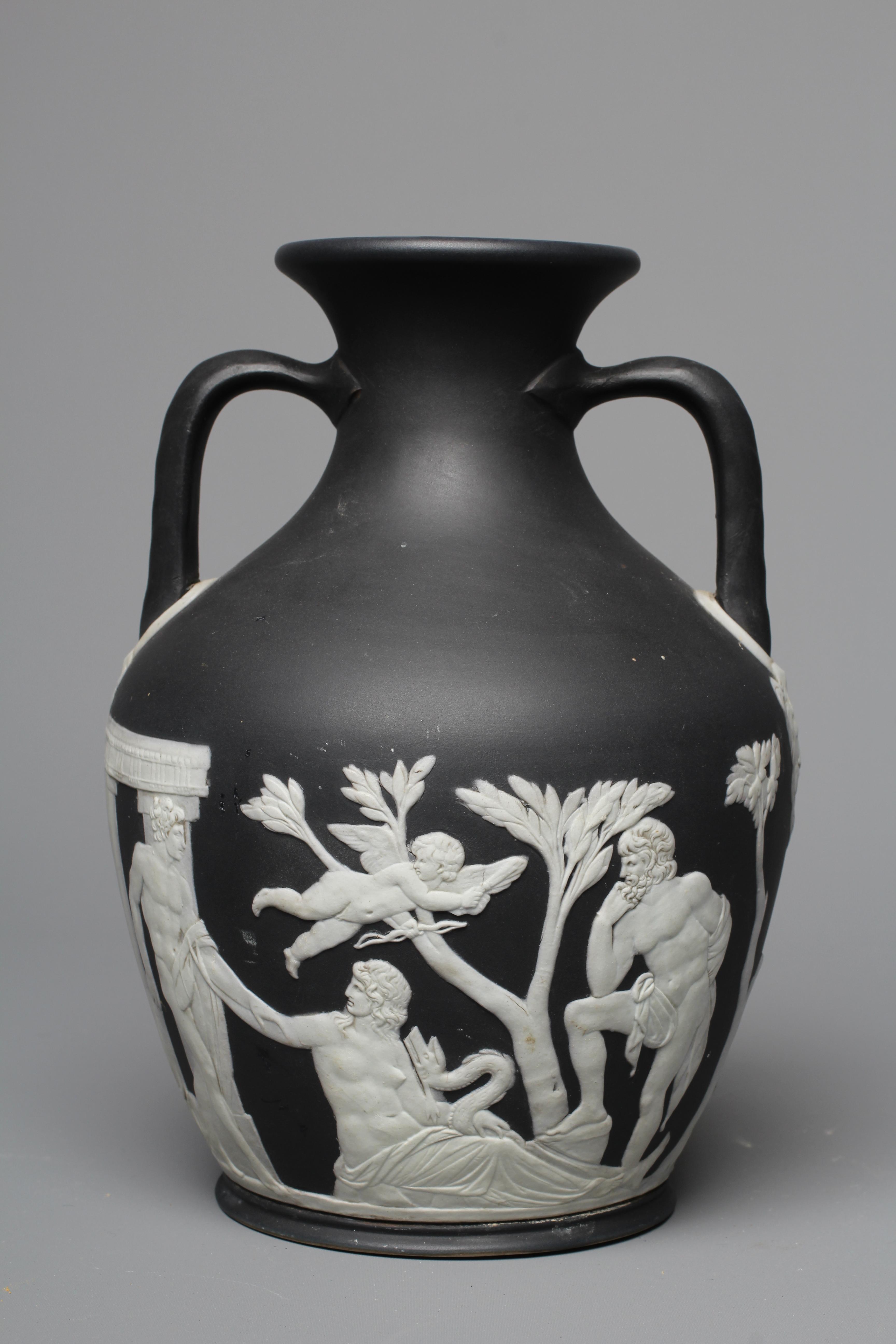 A WEDGWOOD BLACK JASPER DIP PORTLAND VASE, 1879, impressed WEDGWOOD, 8" high Image
