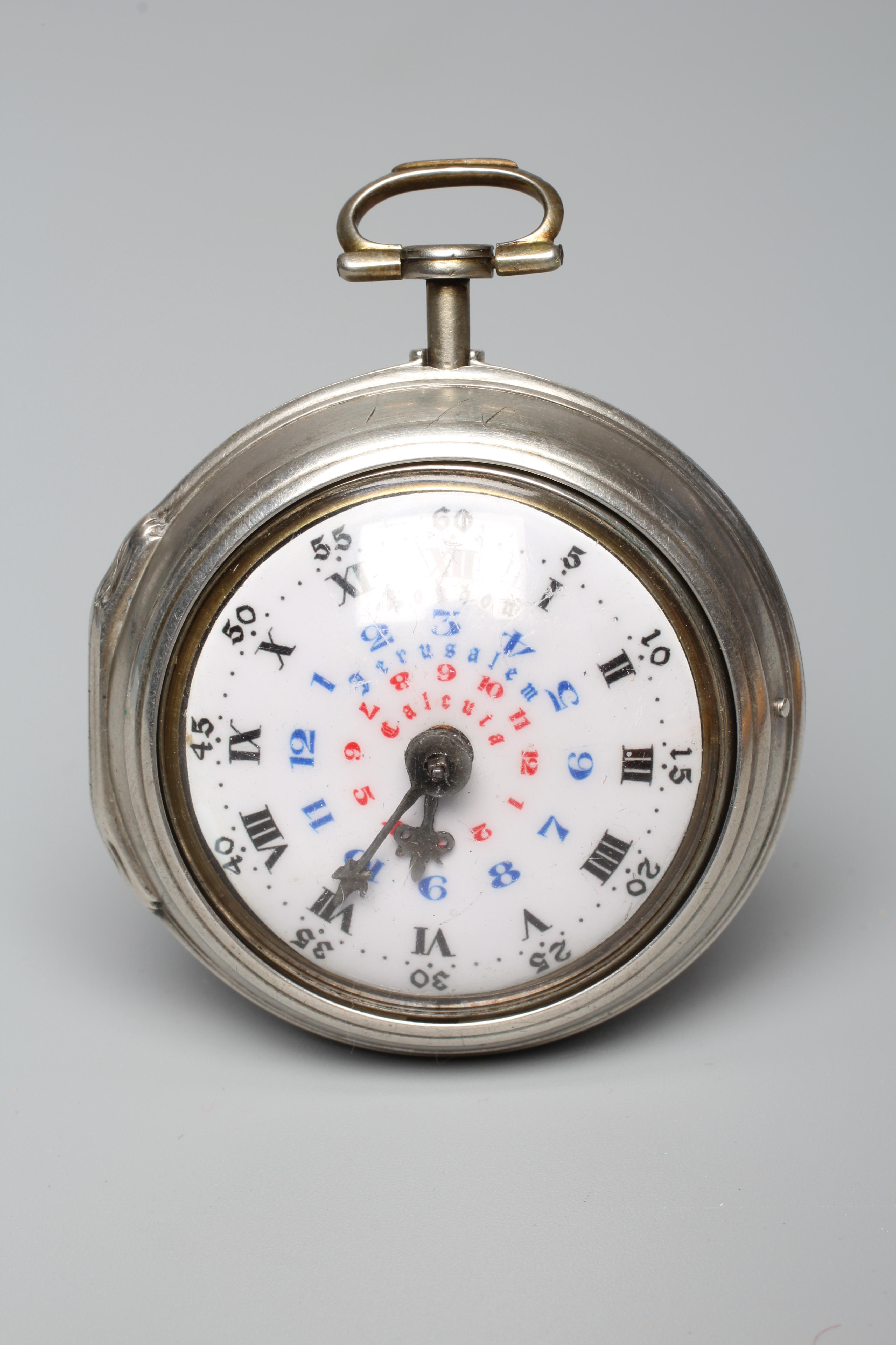 AN EARLY GEORGE III SILVER PAIR CASED WORLD TIME POCKET WATCH Image