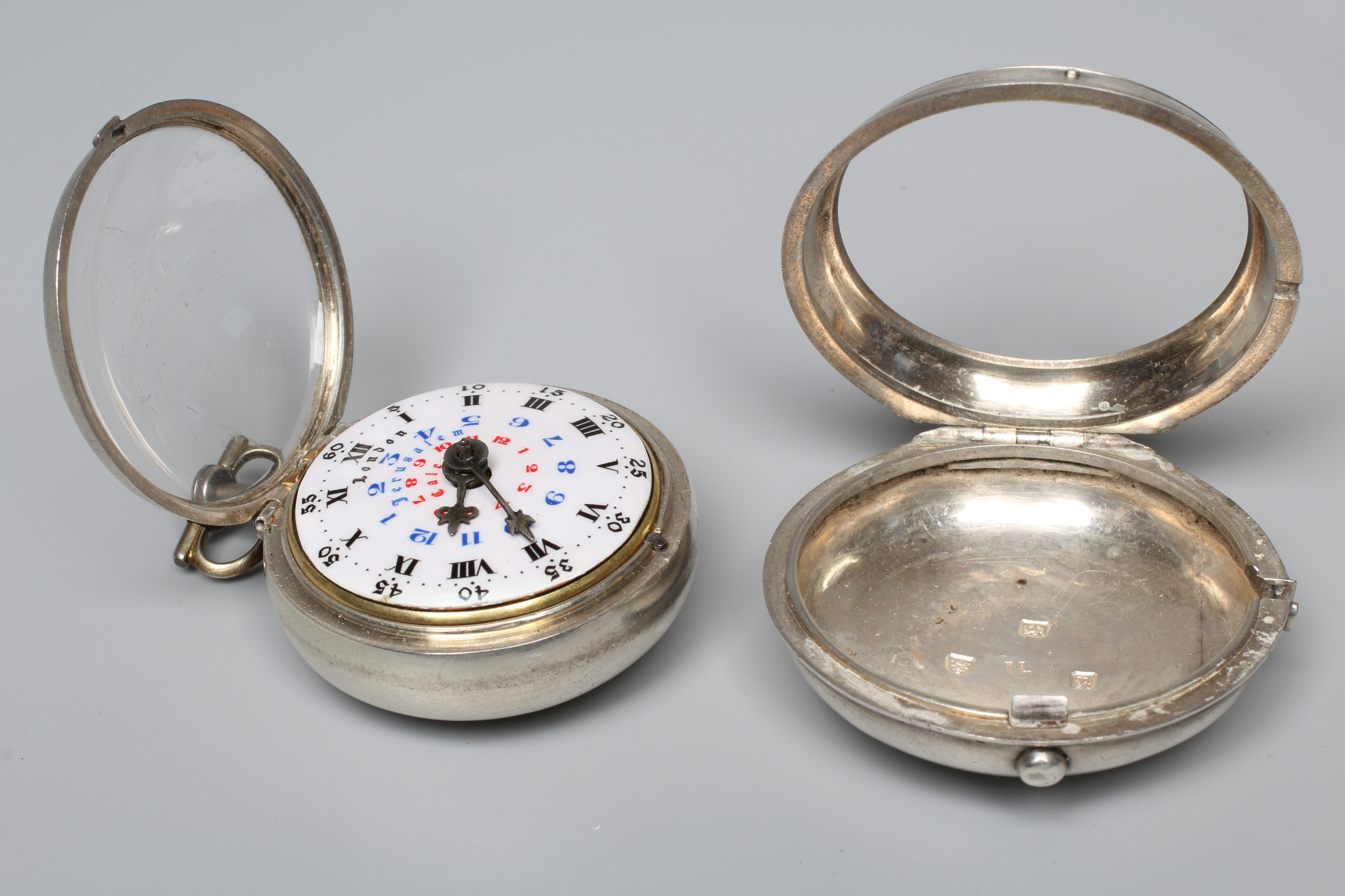 AN EARLY GEORGE III SILVER PAIR CASED WORLD TIME POCKET WATCH Image