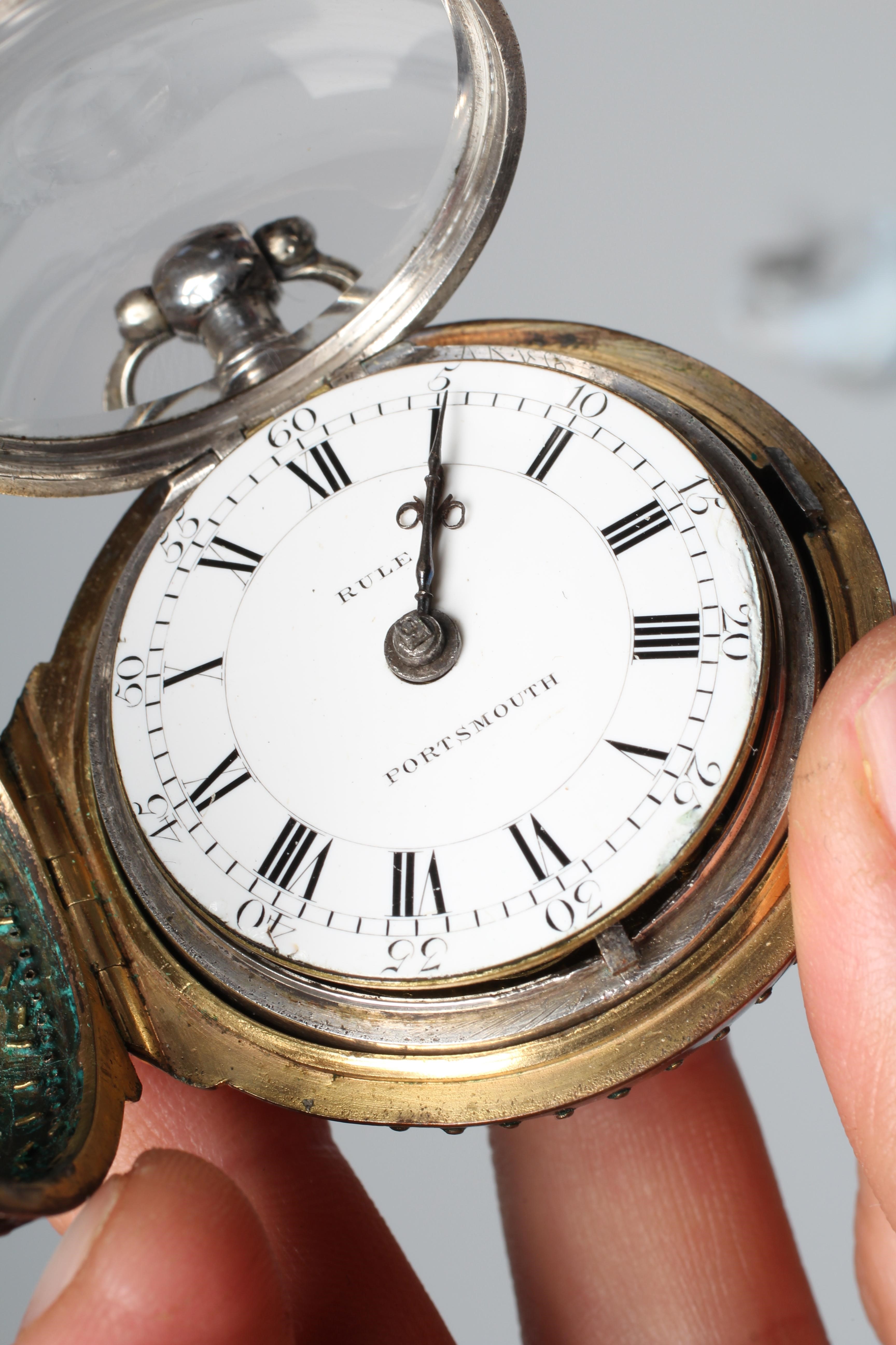 A LATE GEORGE III SILVER AND TORTOISESHELL PAIR CASED POCKET WATCH Image