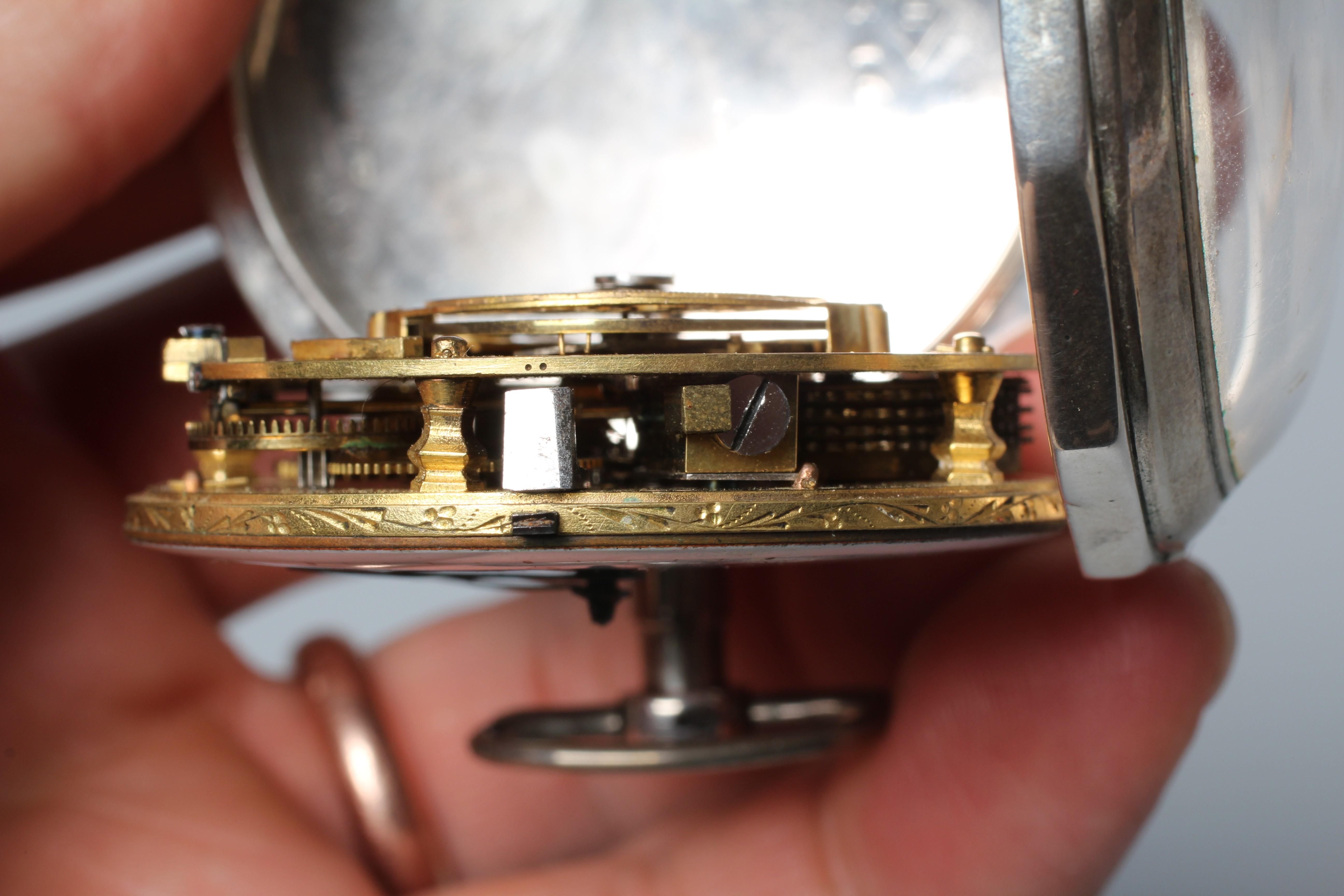 A POCKET WATCH BY LAMBERT DEBEEFE, the white dial with black Arabic numerals, winding hole at 2, Image