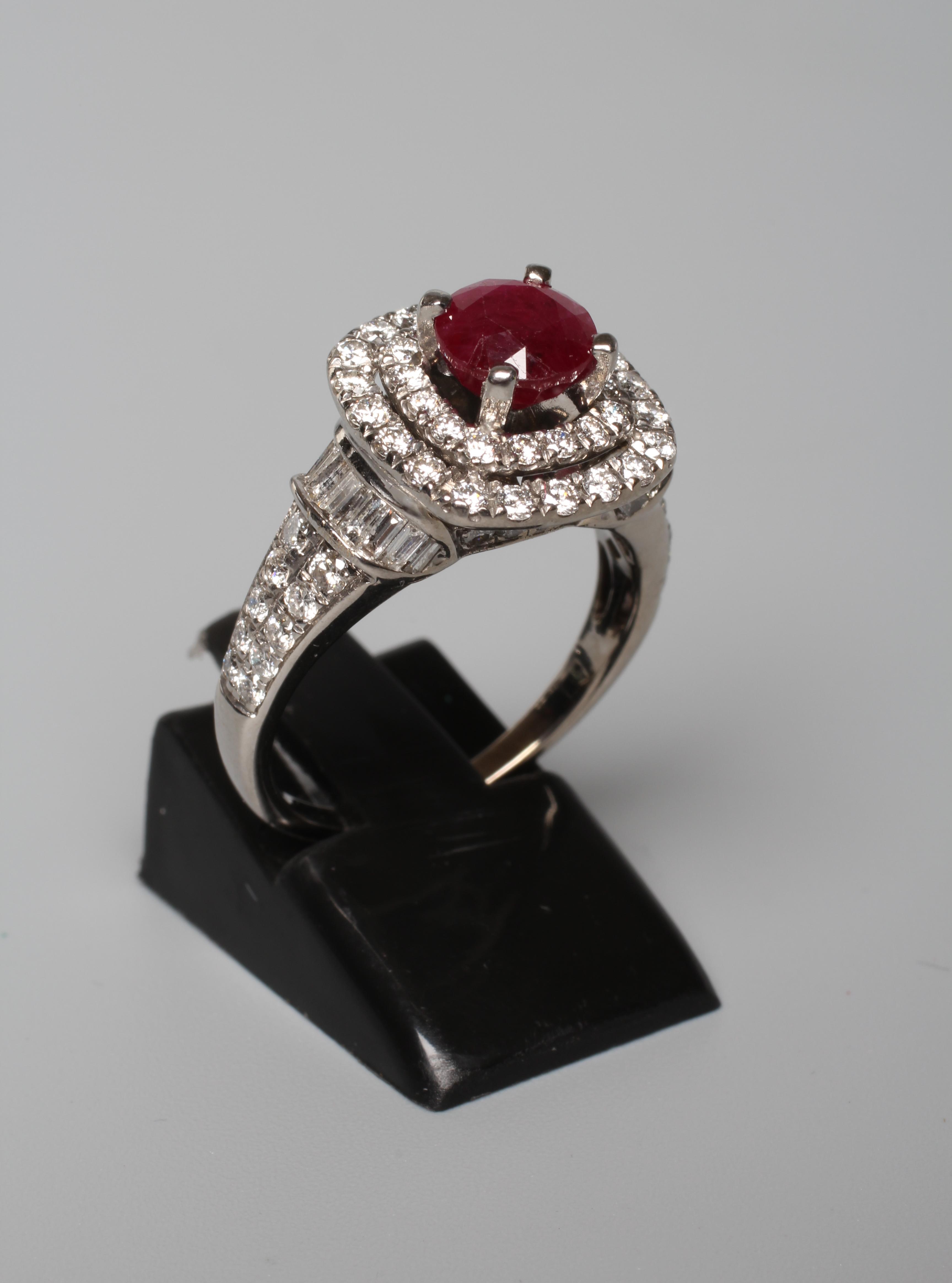 A RUBY AND DIAMOND TARGET RING Image