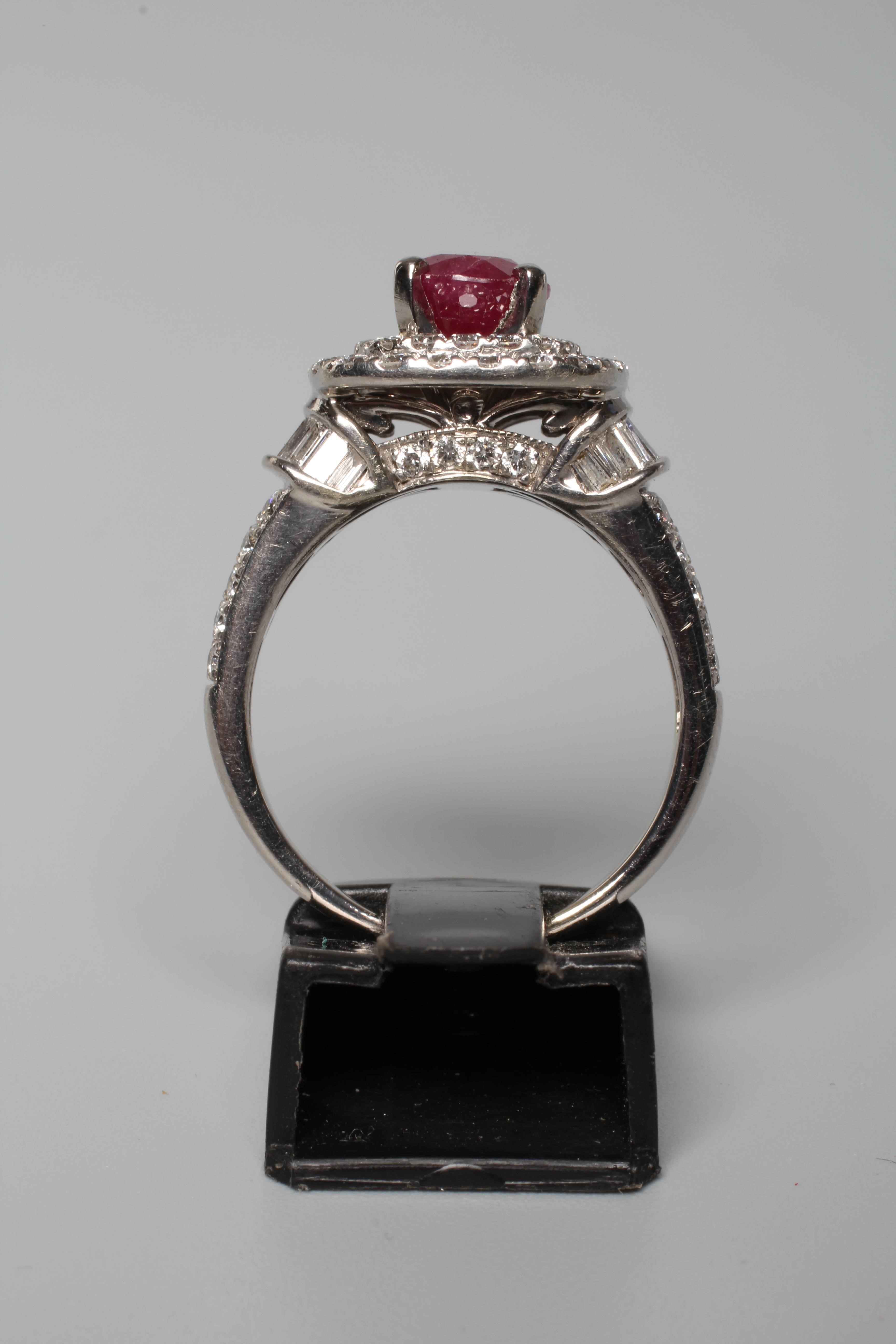 A RUBY AND DIAMOND TARGET RING Image