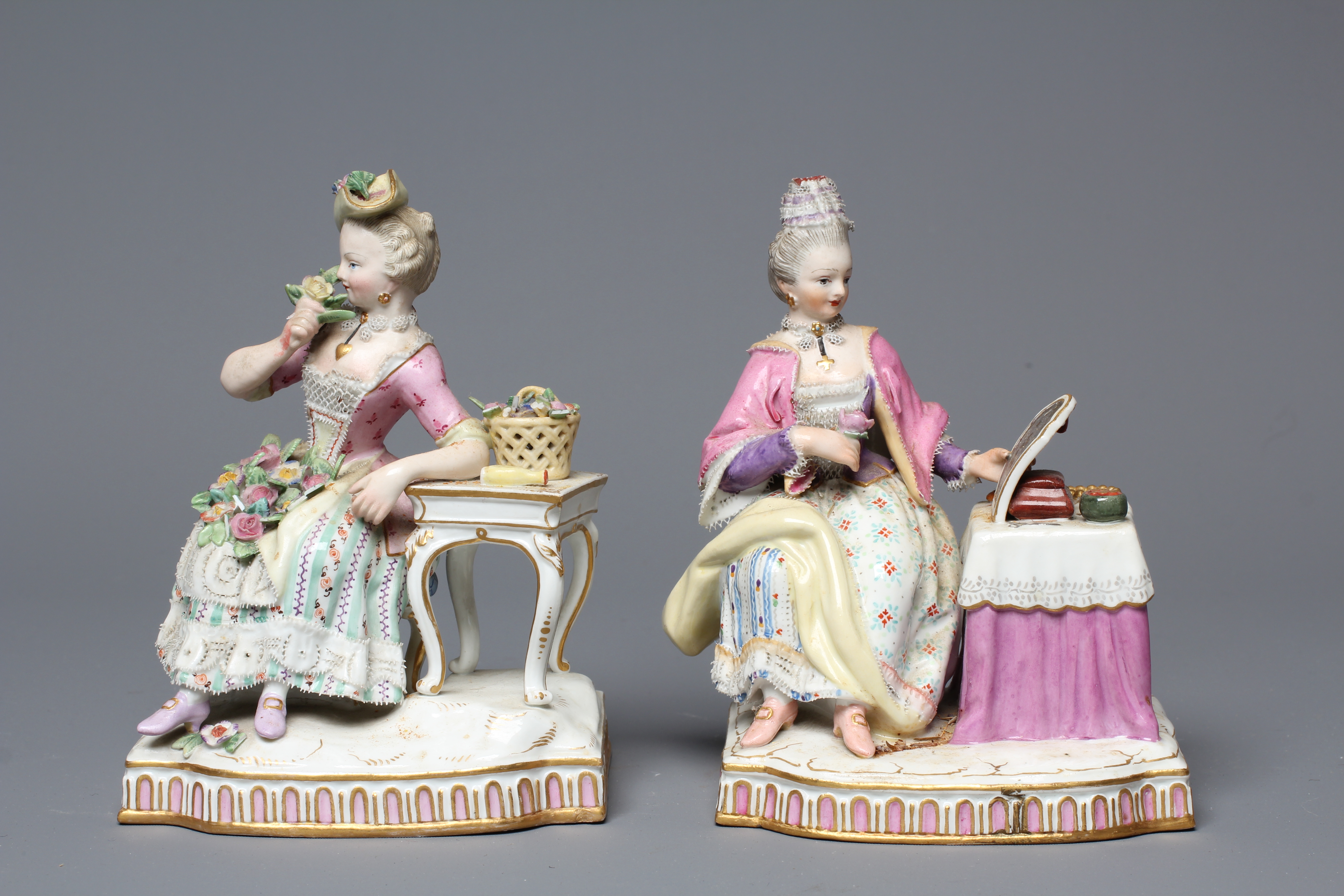 A PAIR OF MEISSEN PORCELAIN ALLEGORICAL FIGURES Image