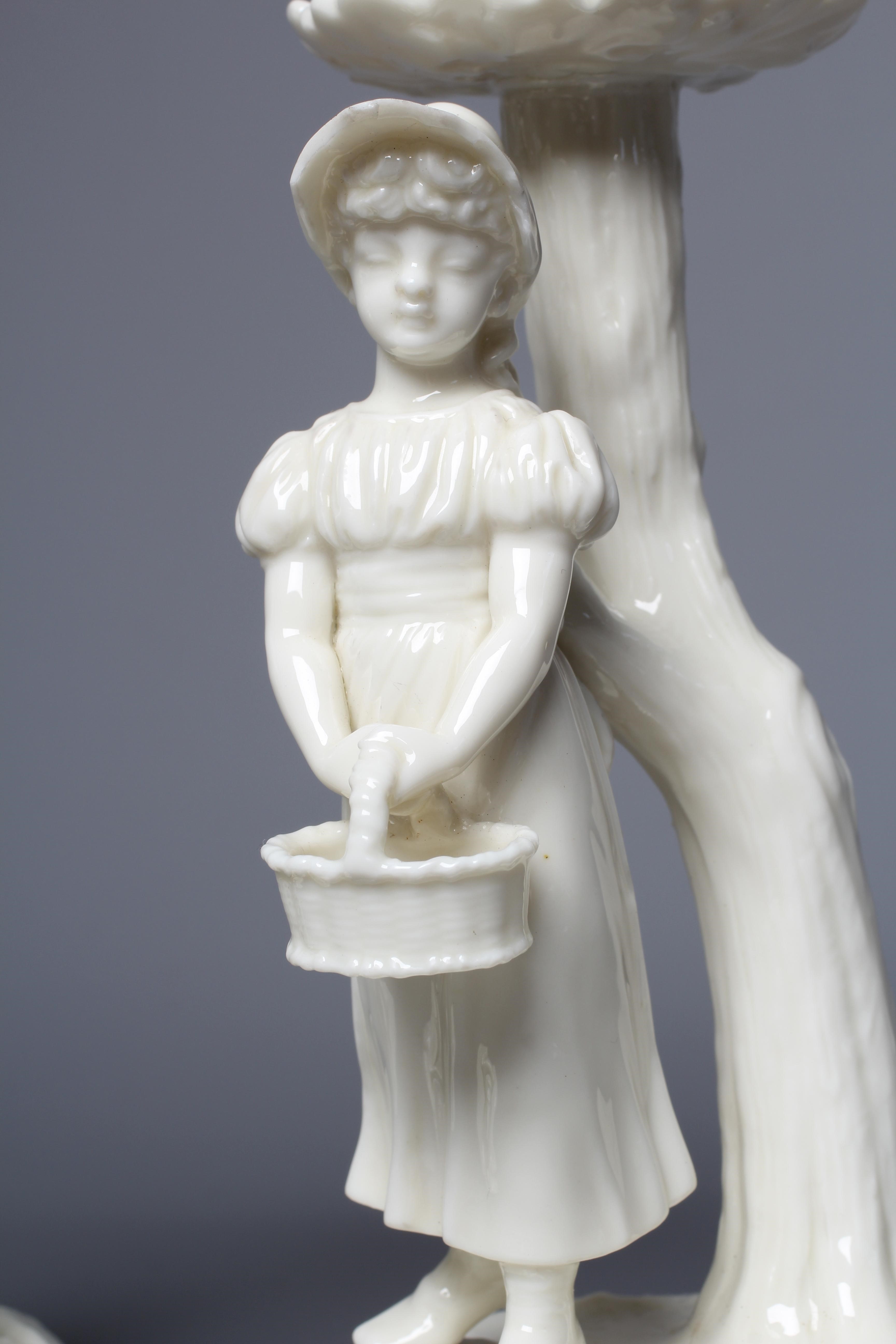 A PAIR OF VICTORIAN ROYAL WORCESTER BLANC DE CHINE FIGURAL CANDLESTICKS Image