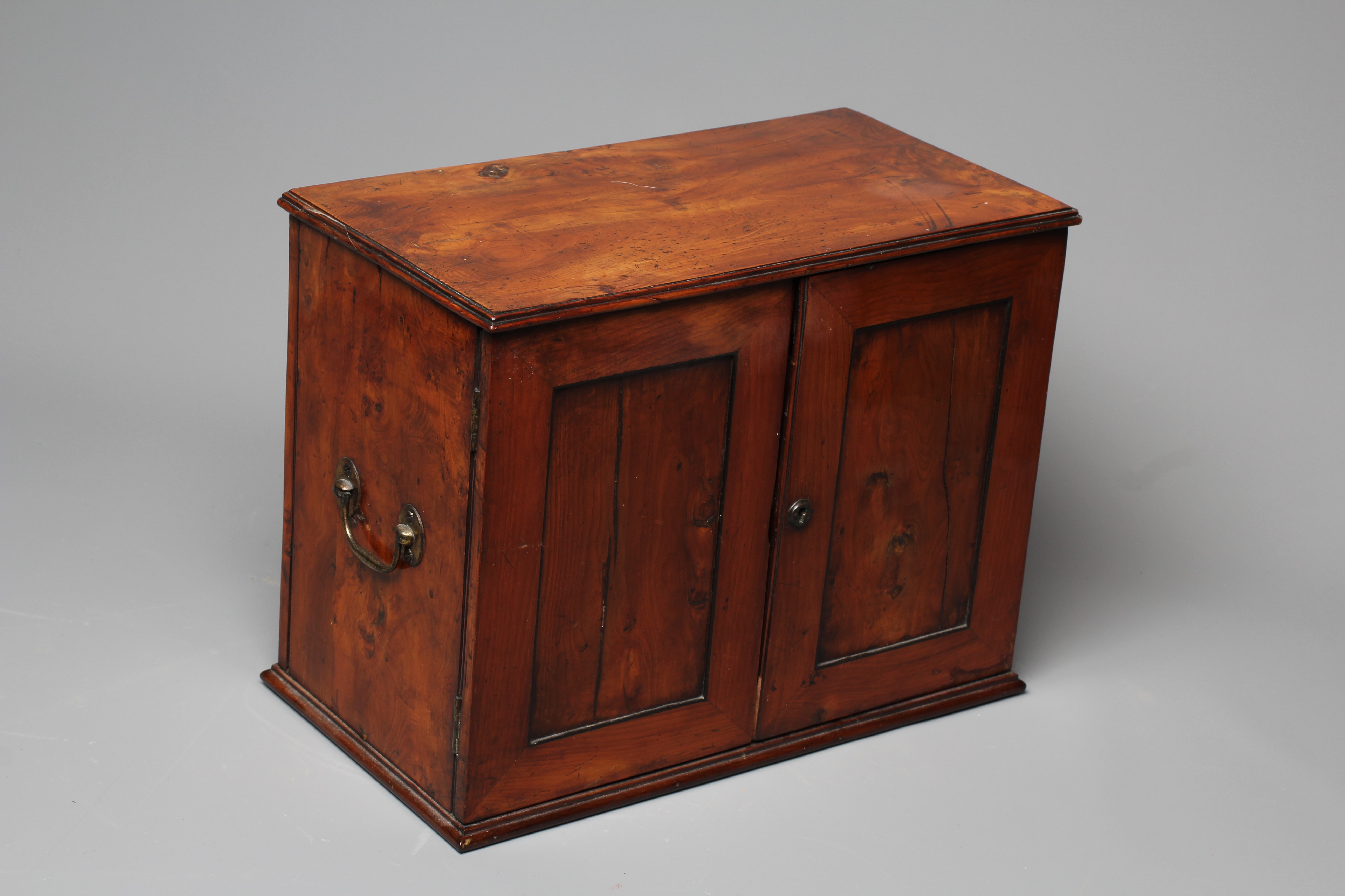 A VICTORIAN COIN COLLECTOR'S YEW WOOD OBLONG CABINET Image