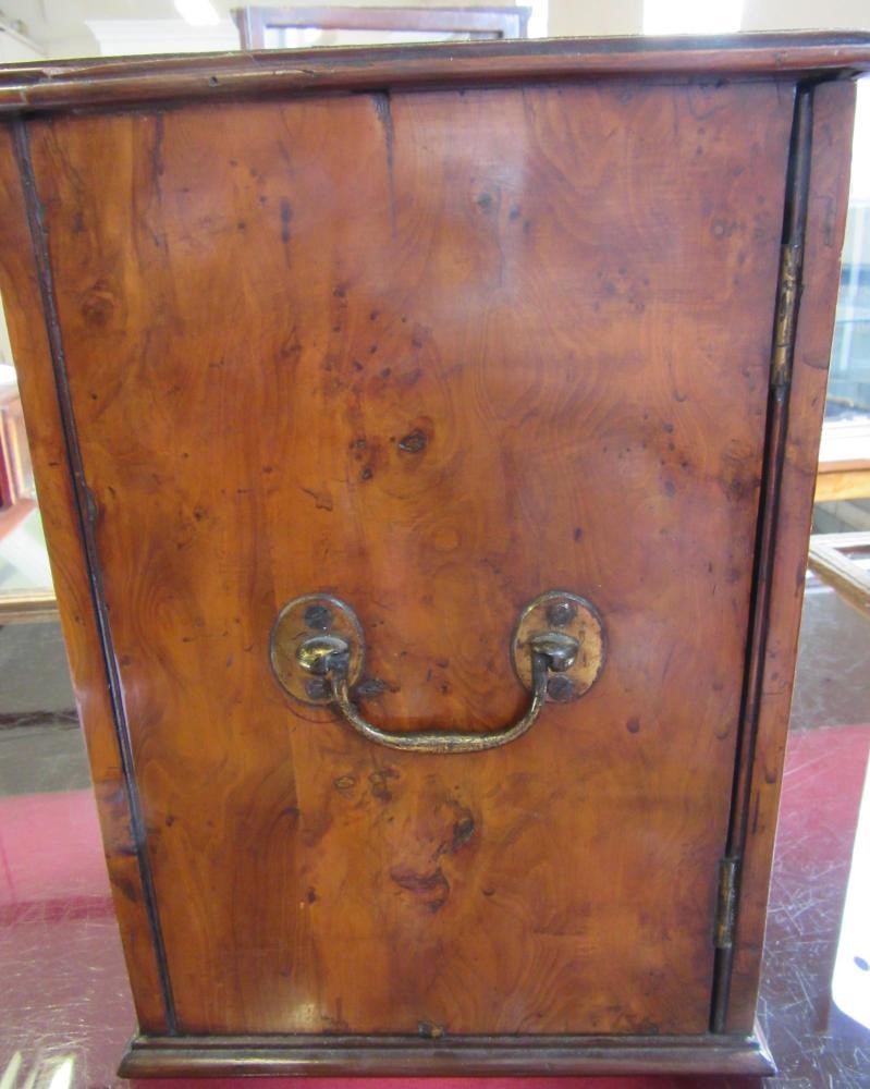 A VICTORIAN COIN COLLECTOR'S YEW WOOD OBLONG CABINET Image