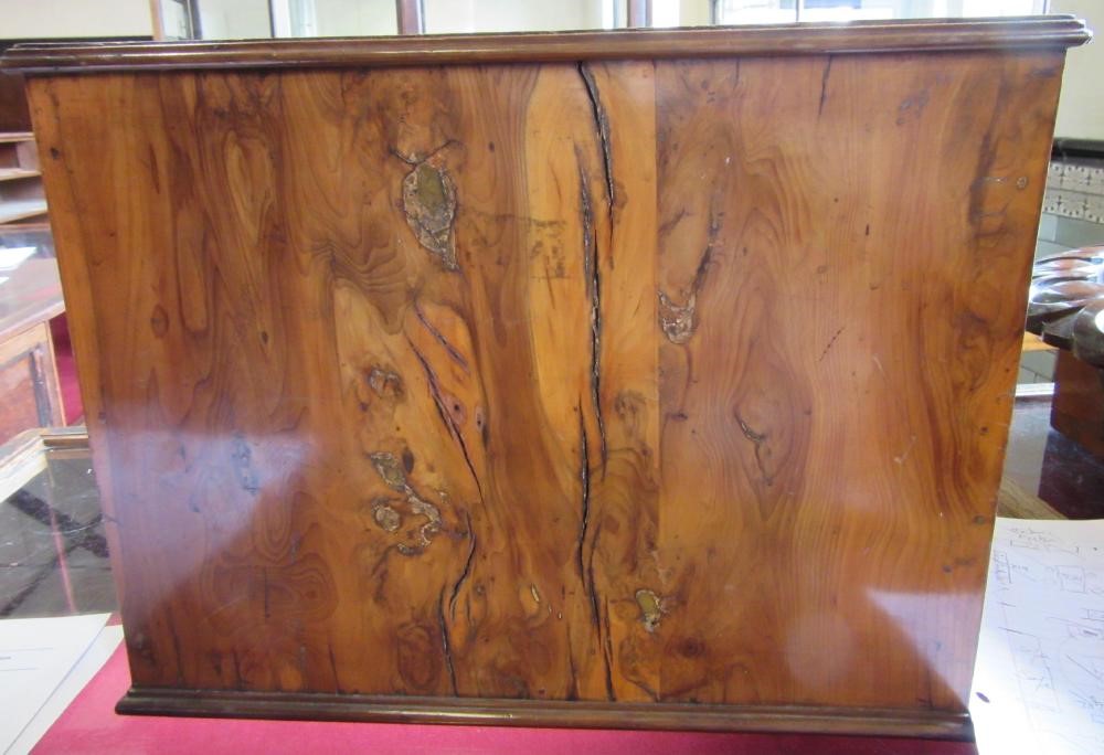 A VICTORIAN COIN COLLECTOR'S YEW WOOD OBLONG CABINET Image