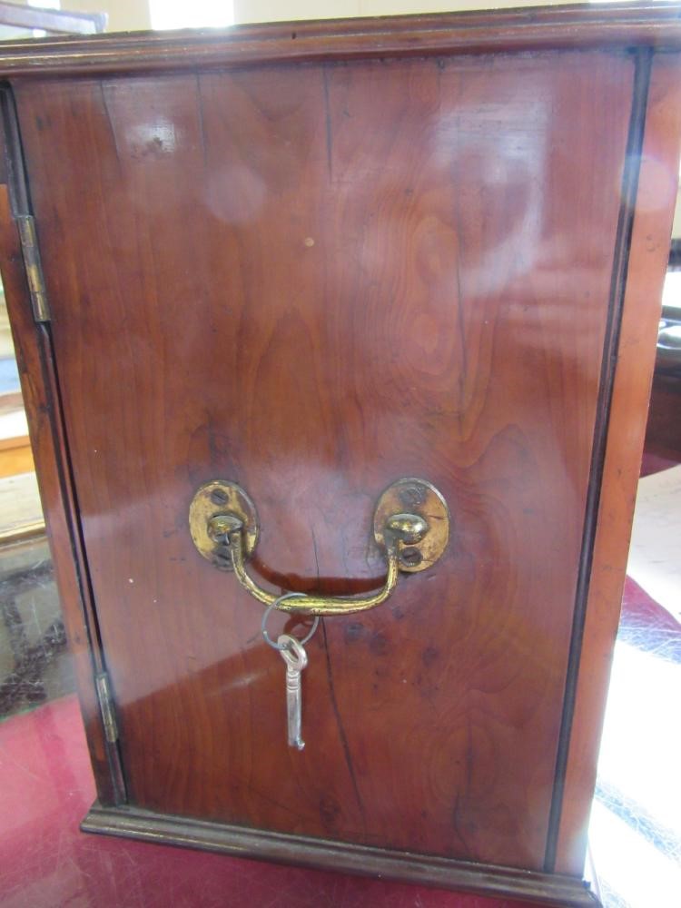 A VICTORIAN COIN COLLECTOR'S YEW WOOD OBLONG CABINET Image