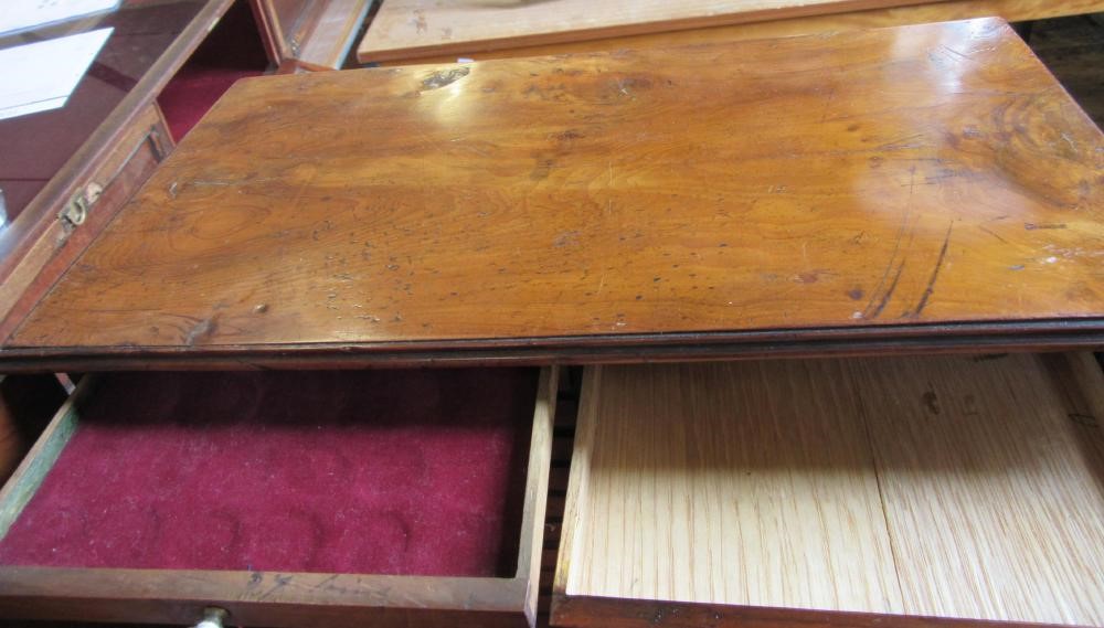 A VICTORIAN COIN COLLECTOR'S YEW WOOD OBLONG CABINET Image