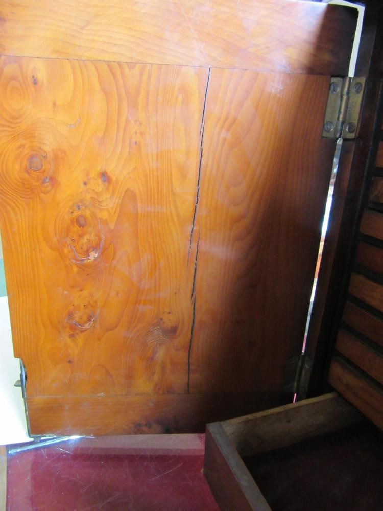 A VICTORIAN COIN COLLECTOR'S YEW WOOD OBLONG CABINET Image