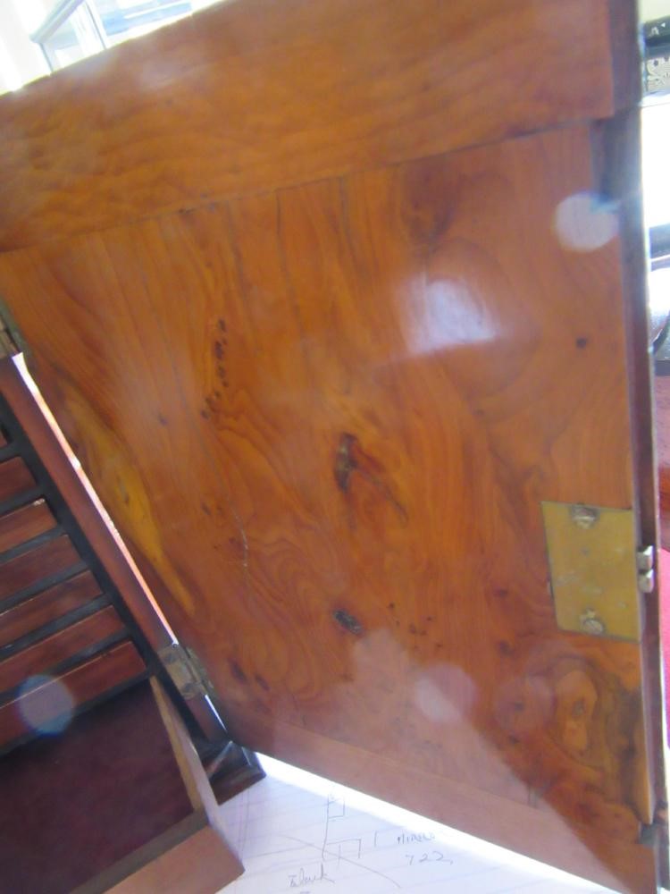 A VICTORIAN COIN COLLECTOR'S YEW WOOD OBLONG CABINET Image