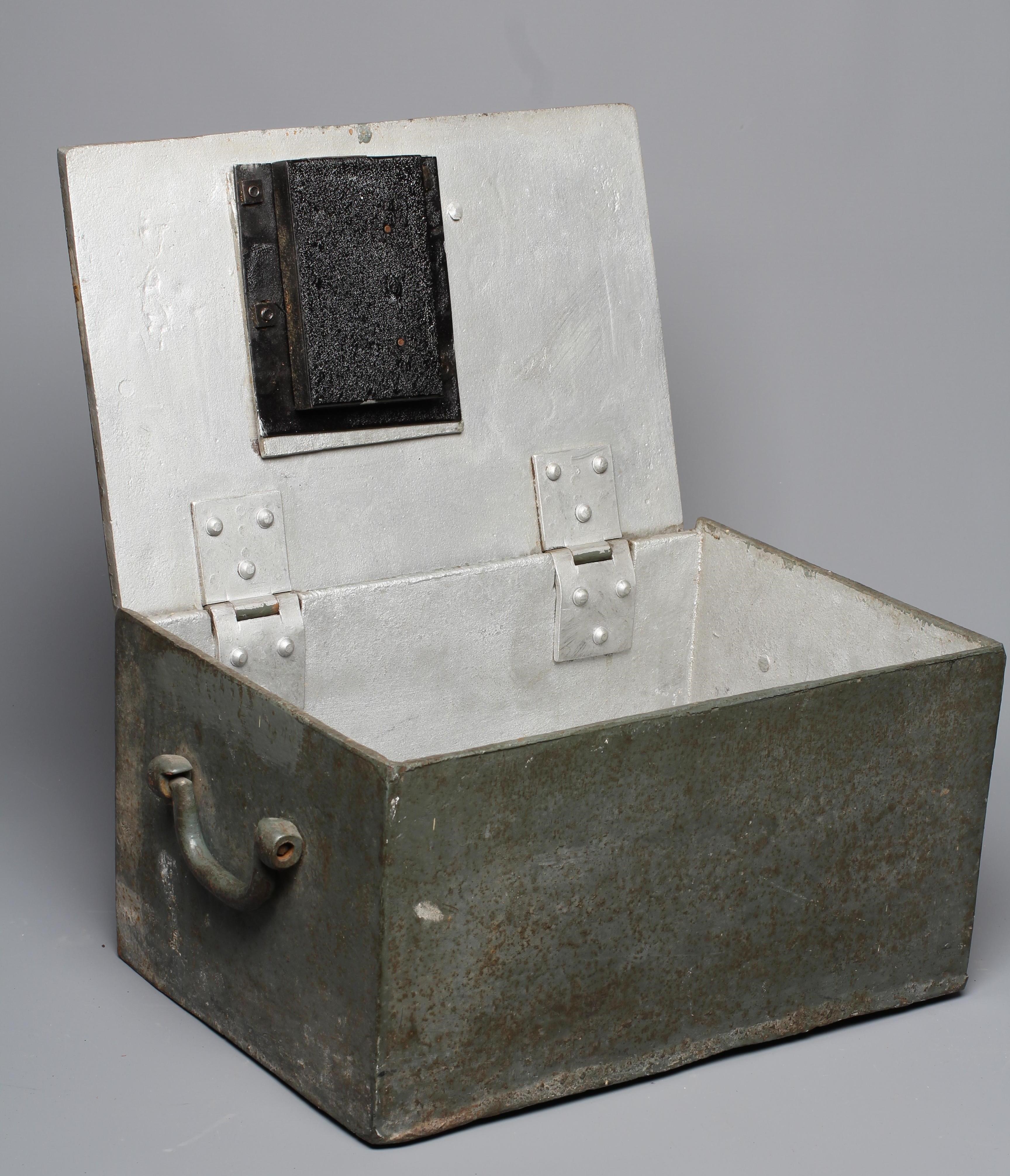 A LATE VICTORIAN IRON OBLONG STRONG BOX Image
